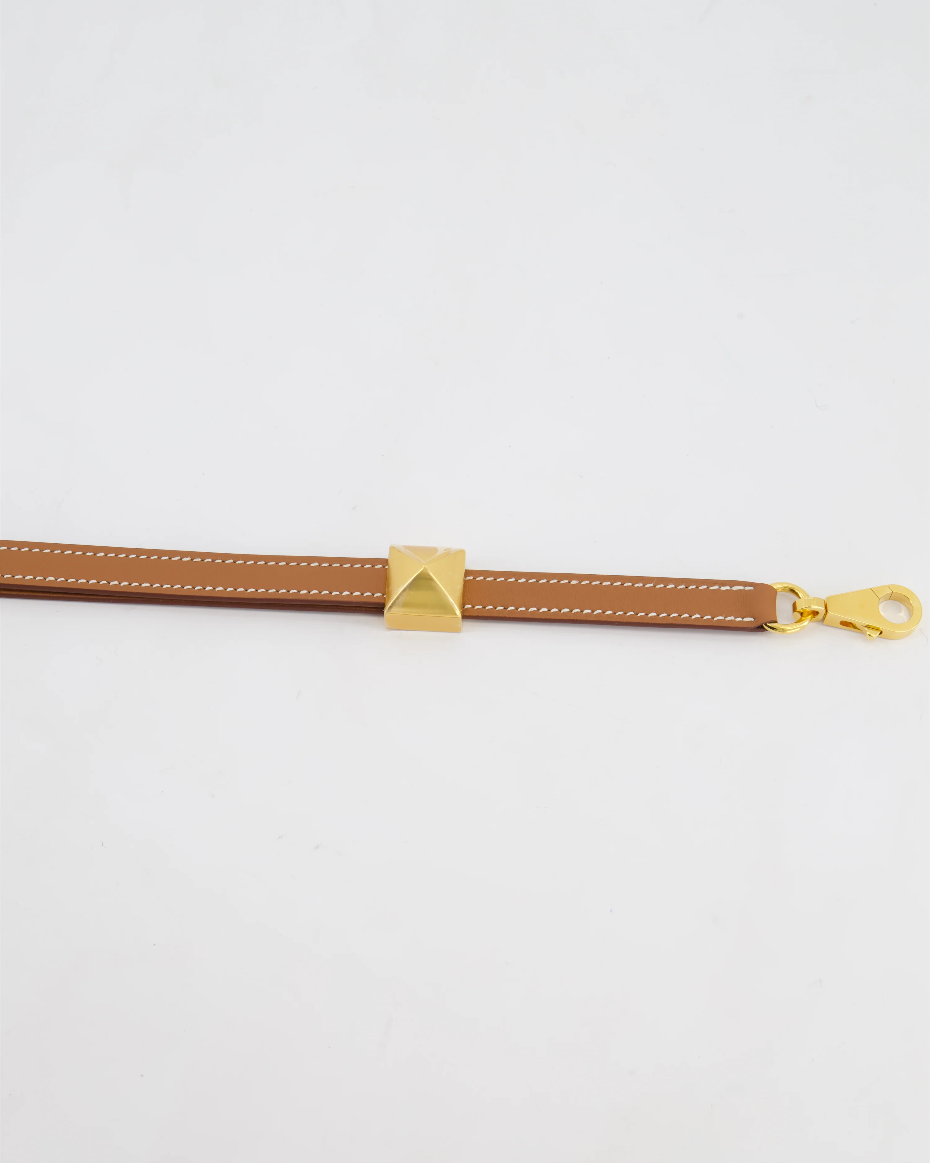 Hermès Medor Adjustable Bag Strap in Gold Swift Leather with Gold Hardware - Image 2