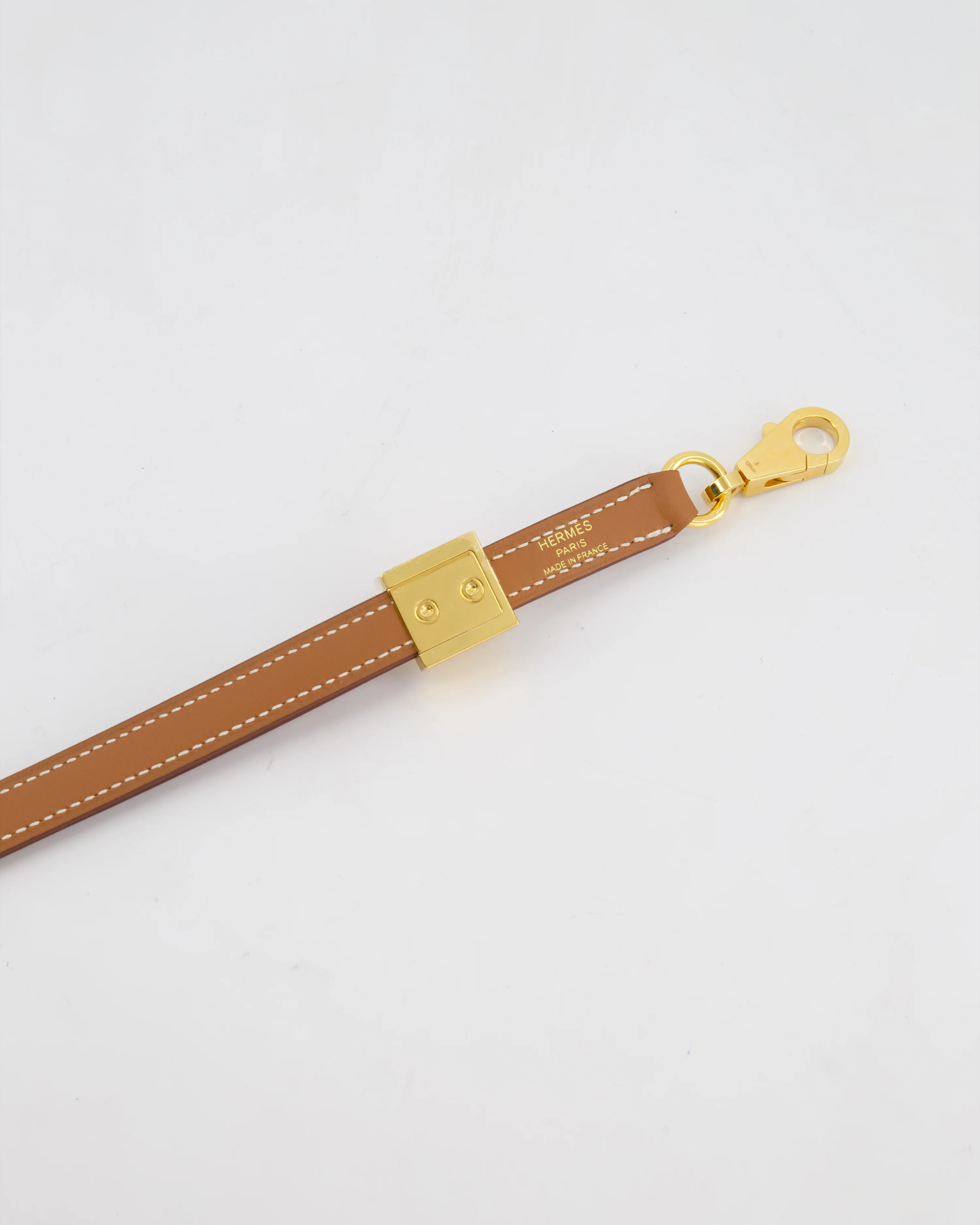 Hermès Medor Adjustable Bag Strap in Gold Swift Leather with Gold Hardware - Image 3