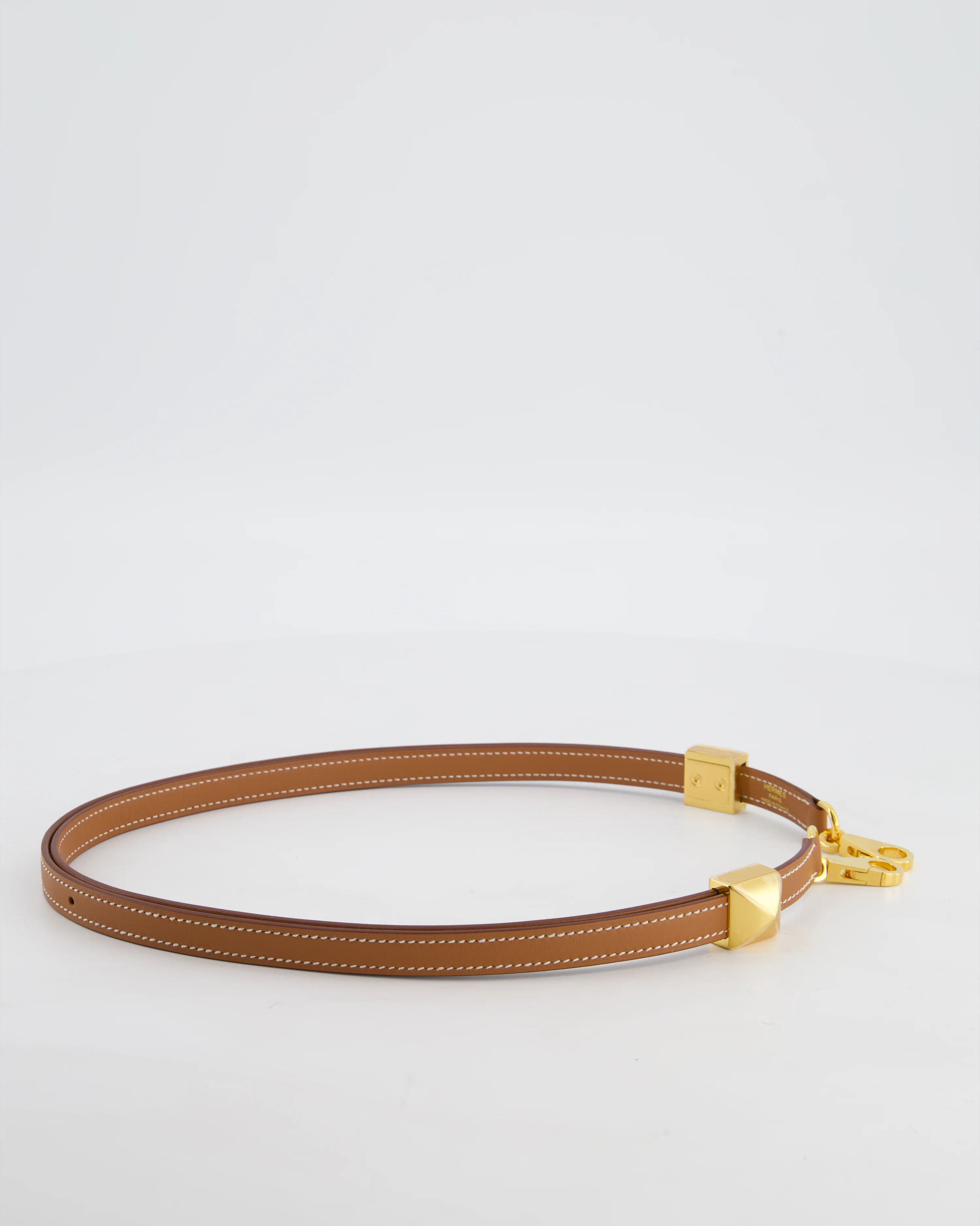 Hermès Medor Adjustable Bag Strap in Gold Swift Leather with Gold Hardware - Image 6