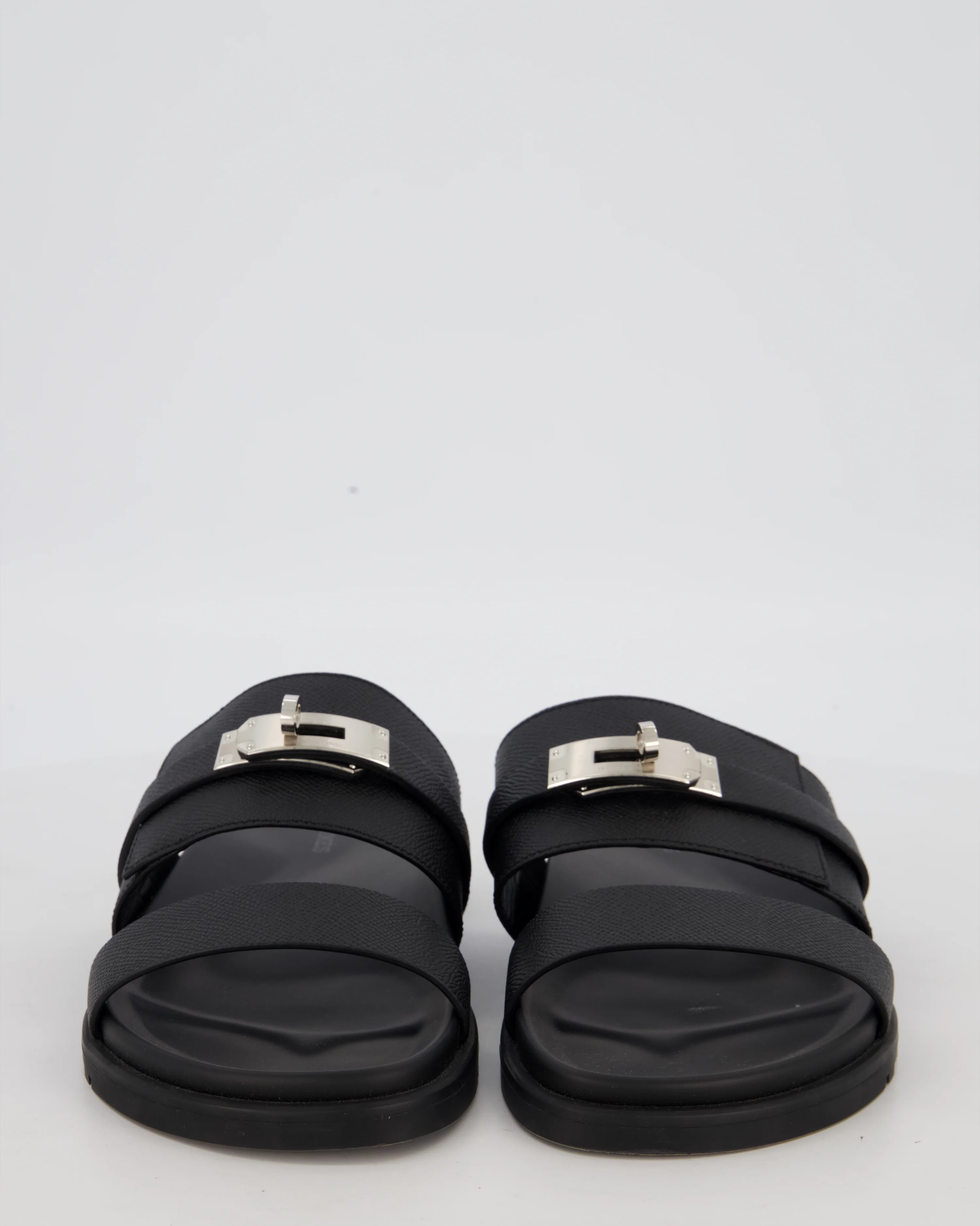 Hermès Mens' Jackson Sandals in Noir Epsom Leather with Palladium Hardware Size EU 40 RRP £1,110 - Image 3