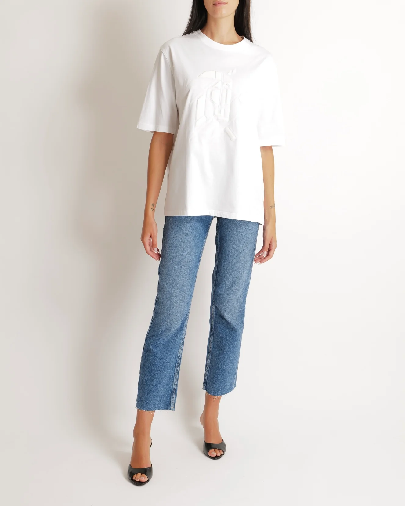 Hermès Menswear White T-Shirt with Abstract Textured Print Detail Size L - Image 2
