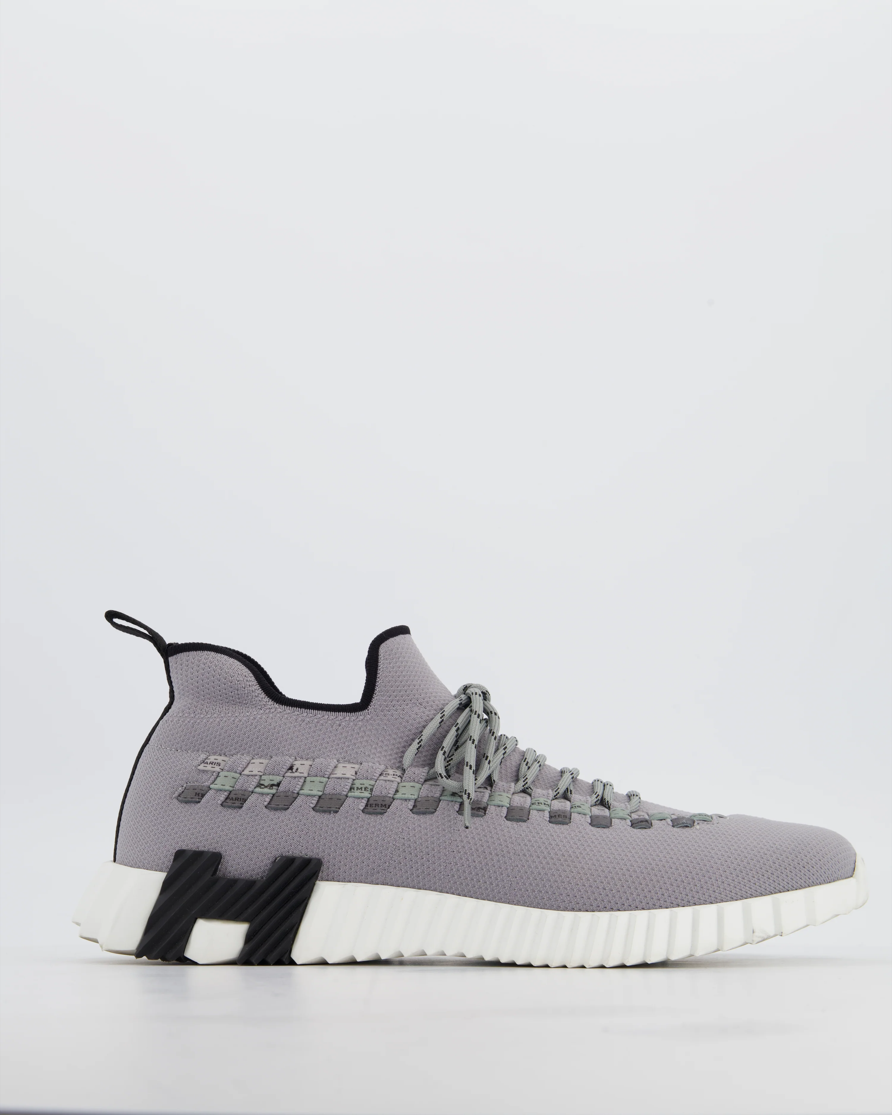 Hermès Menswear Grey Knitted Bouncing Sneakers Size EU 45.5