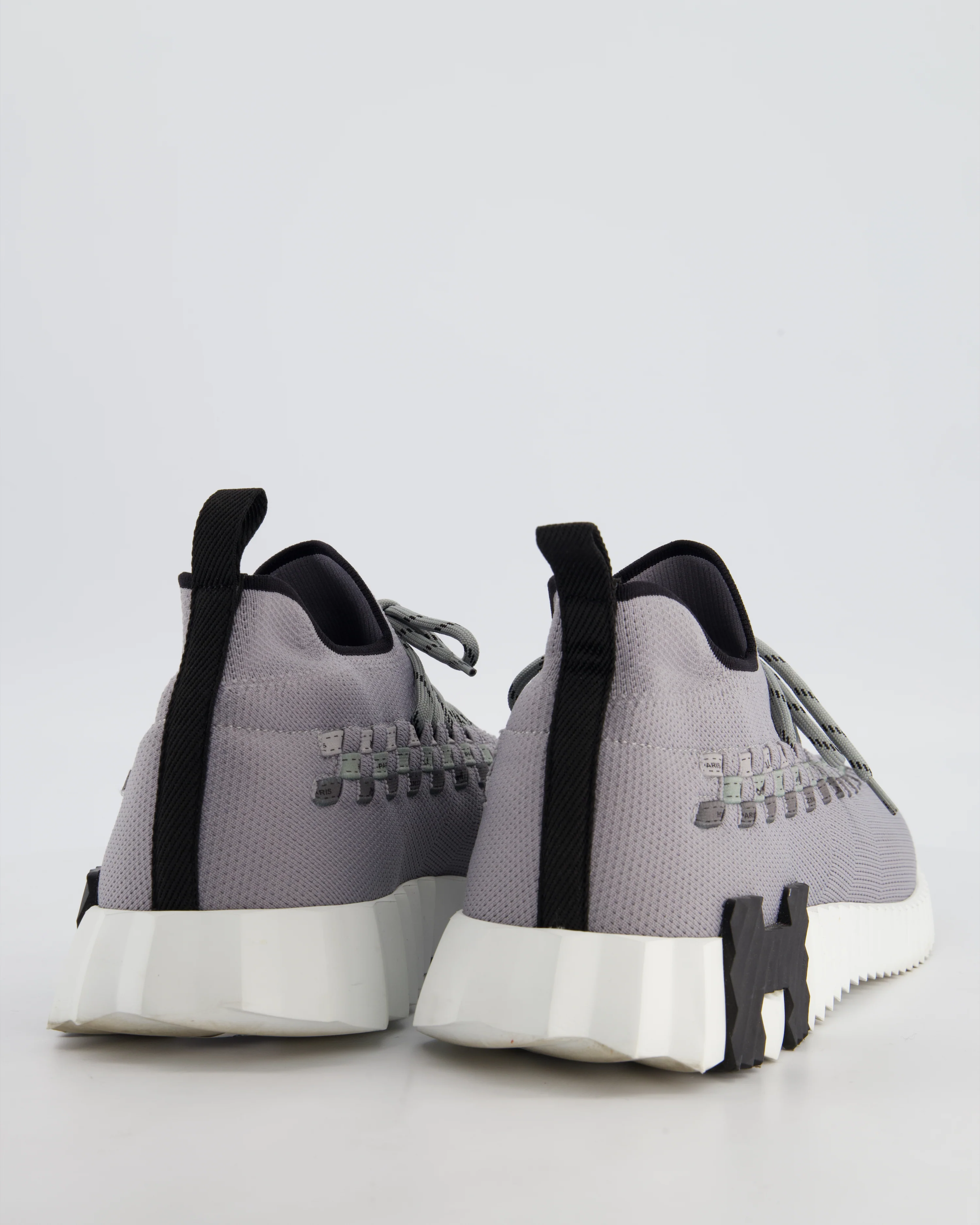 Hermès Menswear Grey Knitted Bouncing Sneakers Size EU 45.5 - Image 4
