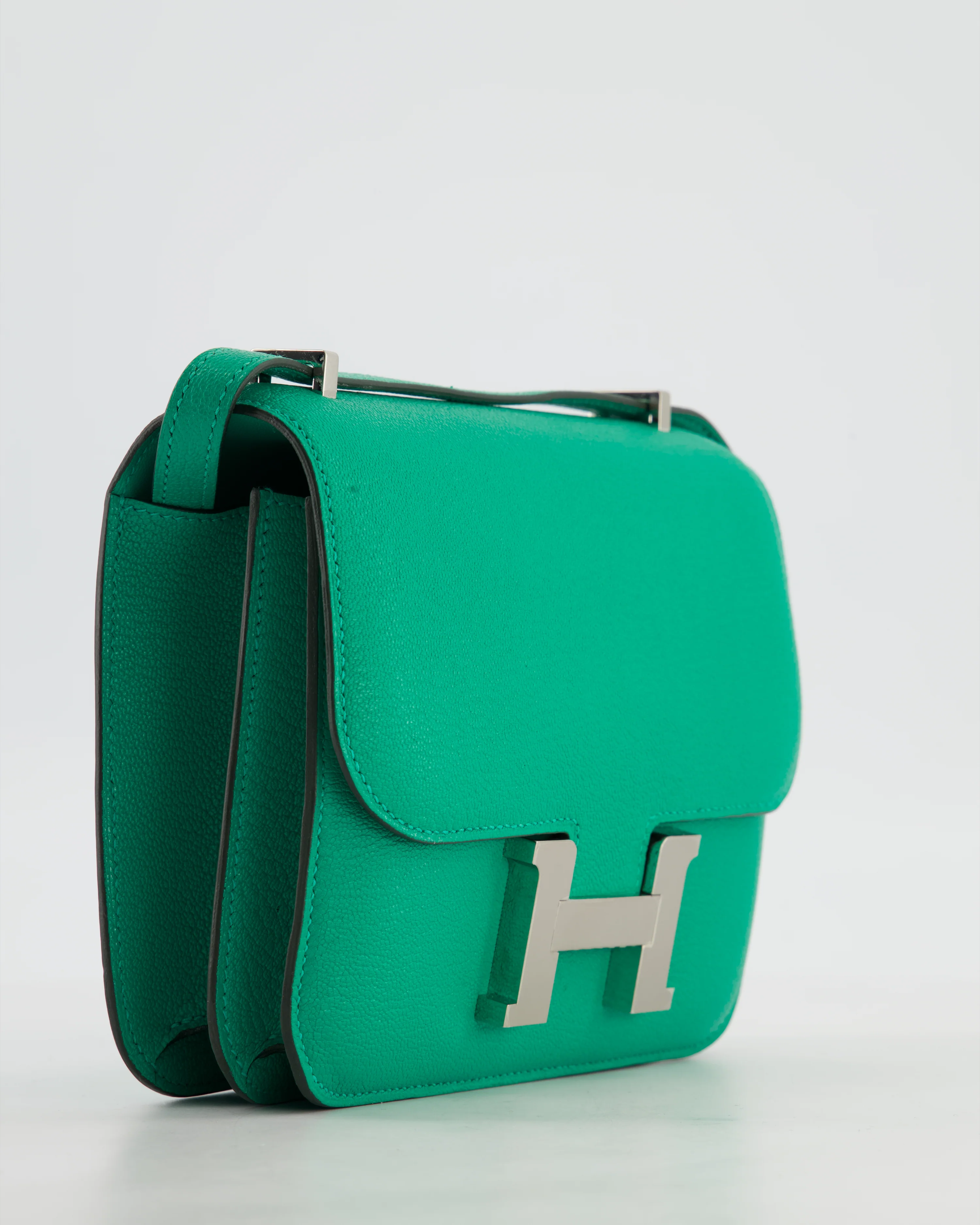 Hermès Mini Constance III Miroir 18 Bag in Menthe Chevre Mysore Leather with Palladium Hardware - Image 10