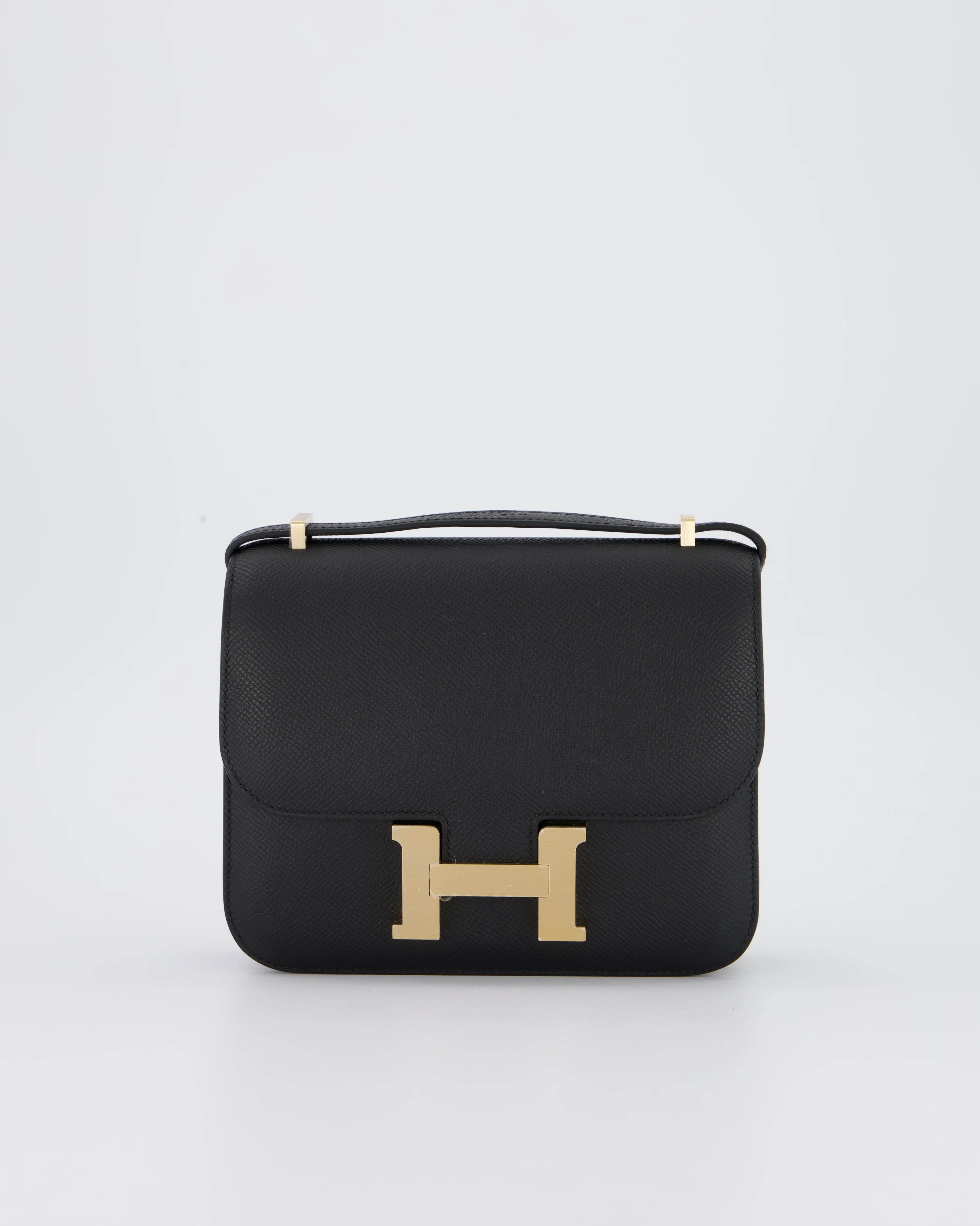 *RARE* Hermès Mini Constance III Mirror 18 Bag in Noir Epsom Leather with Brushed Permabrass Hardware