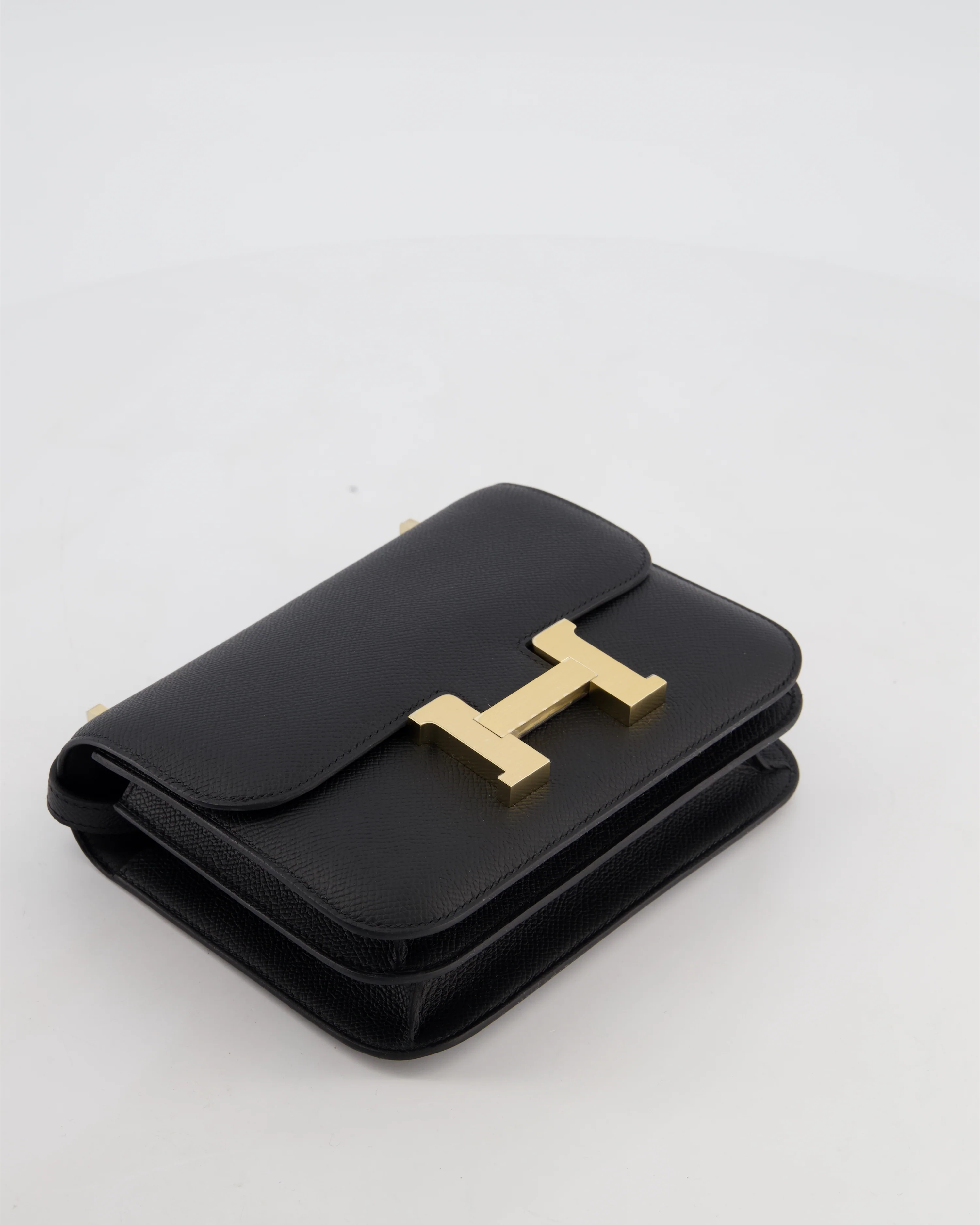 *RARE* Hermès Mini Constance III Mirror 18 Bag in Noir Epsom Leather with Brushed Permabrass Hardware - Image 16