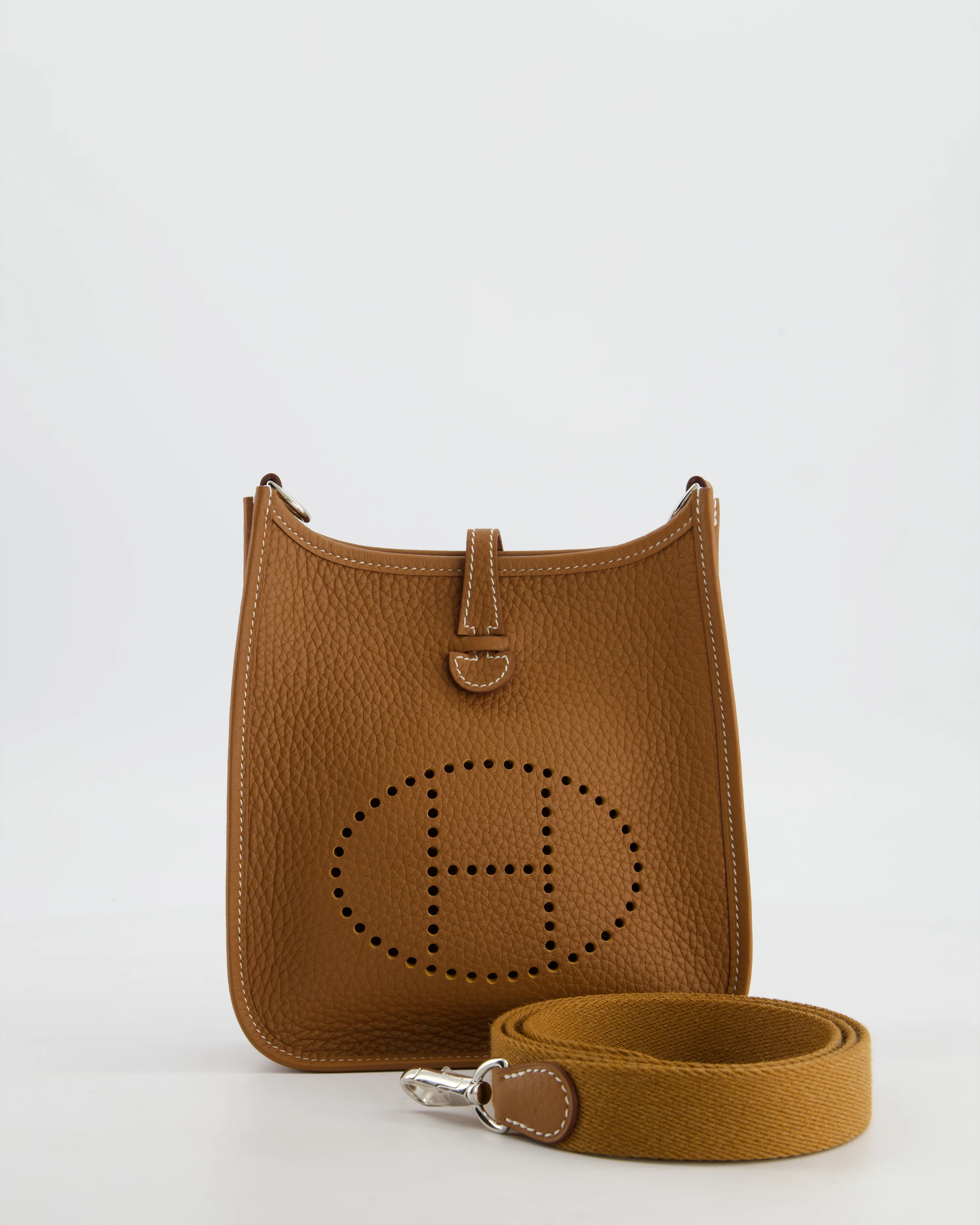 Hermès Mini Evelyne 16 Bag in Gold Taurillon Clemence Leather with Palladium Hardware