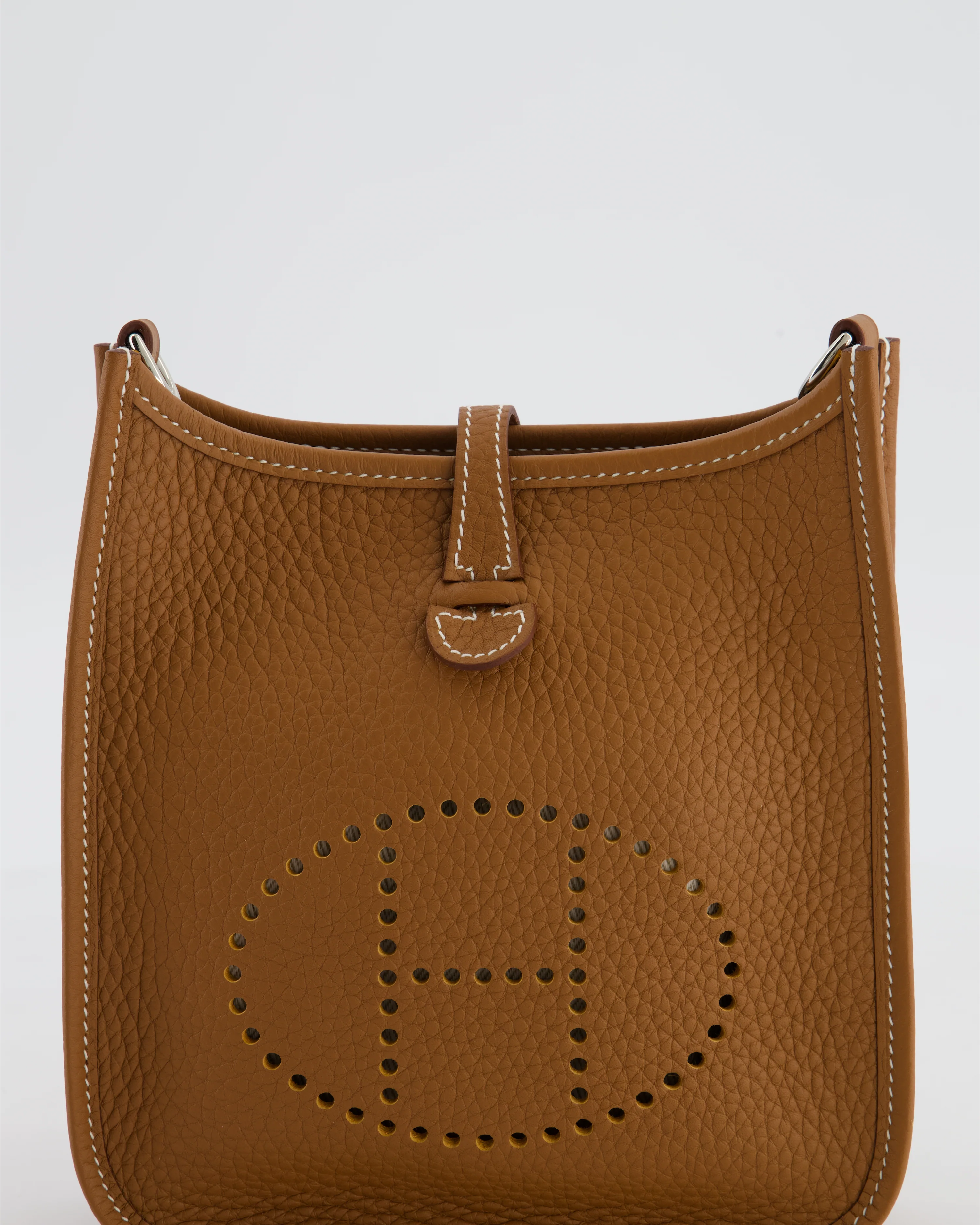 Hermès Mini Evelyne 16 Bag in Gold Taurillon Clemence Leather with Palladium Hardware - Image 14
