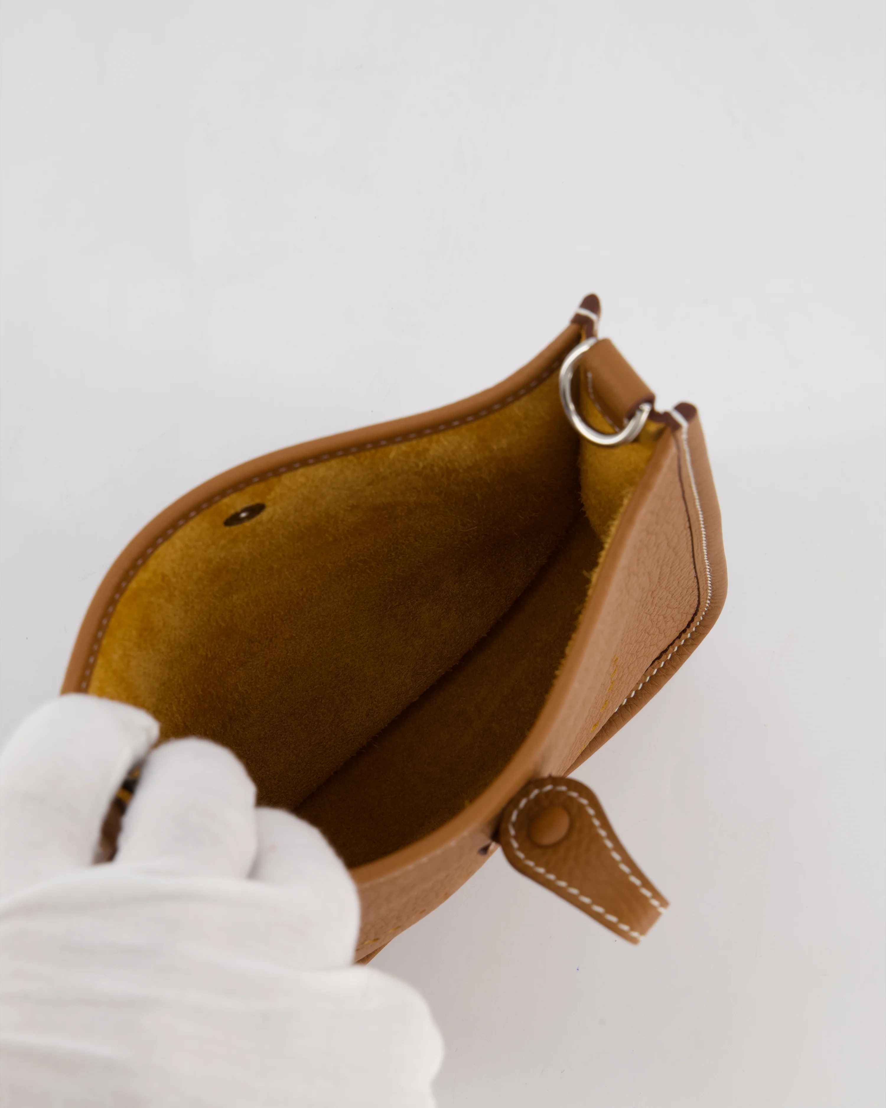 Hermès Mini Evelyne 16 Bag in Gold Taurillon Clemence Leather with Palladium Hardware - Image 16