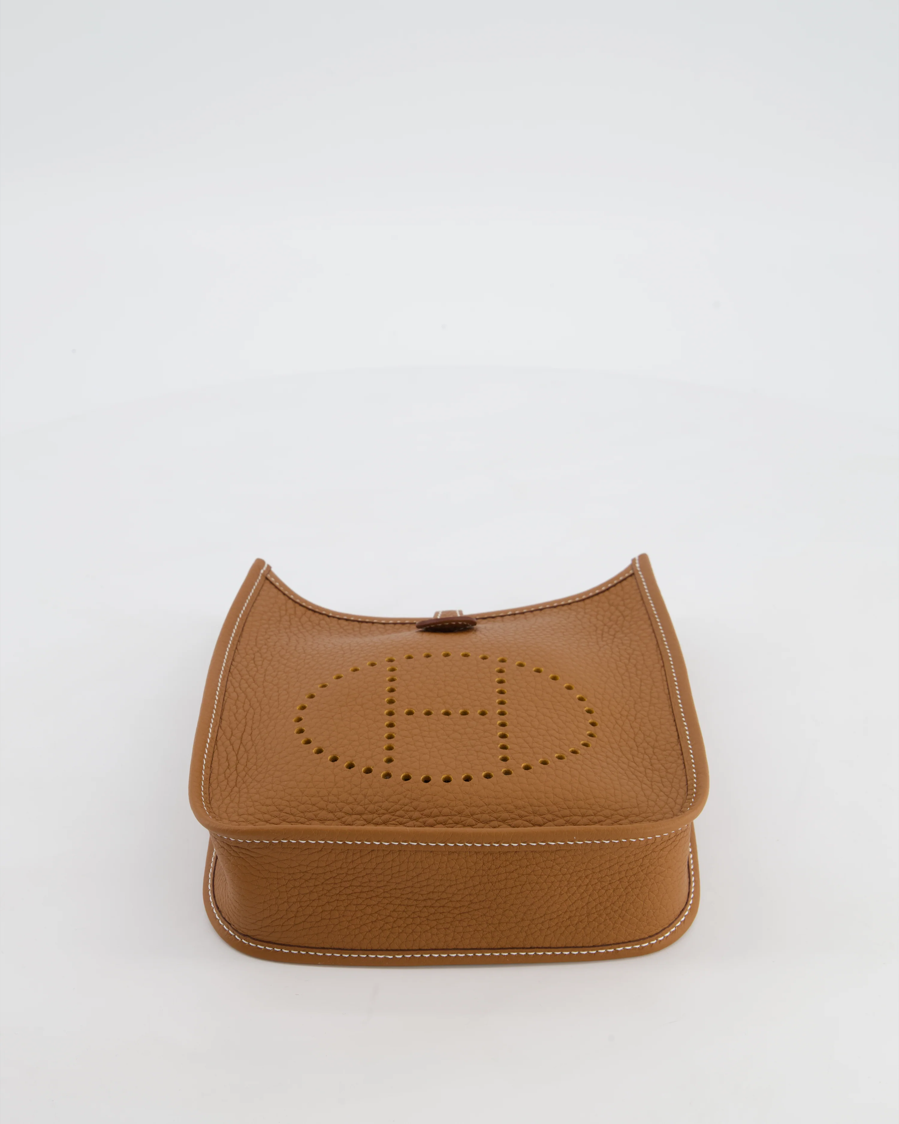 Hermès Mini Evelyne 16 Bag in Gold Taurillon Clemence Leather with Palladium Hardware - Image 18