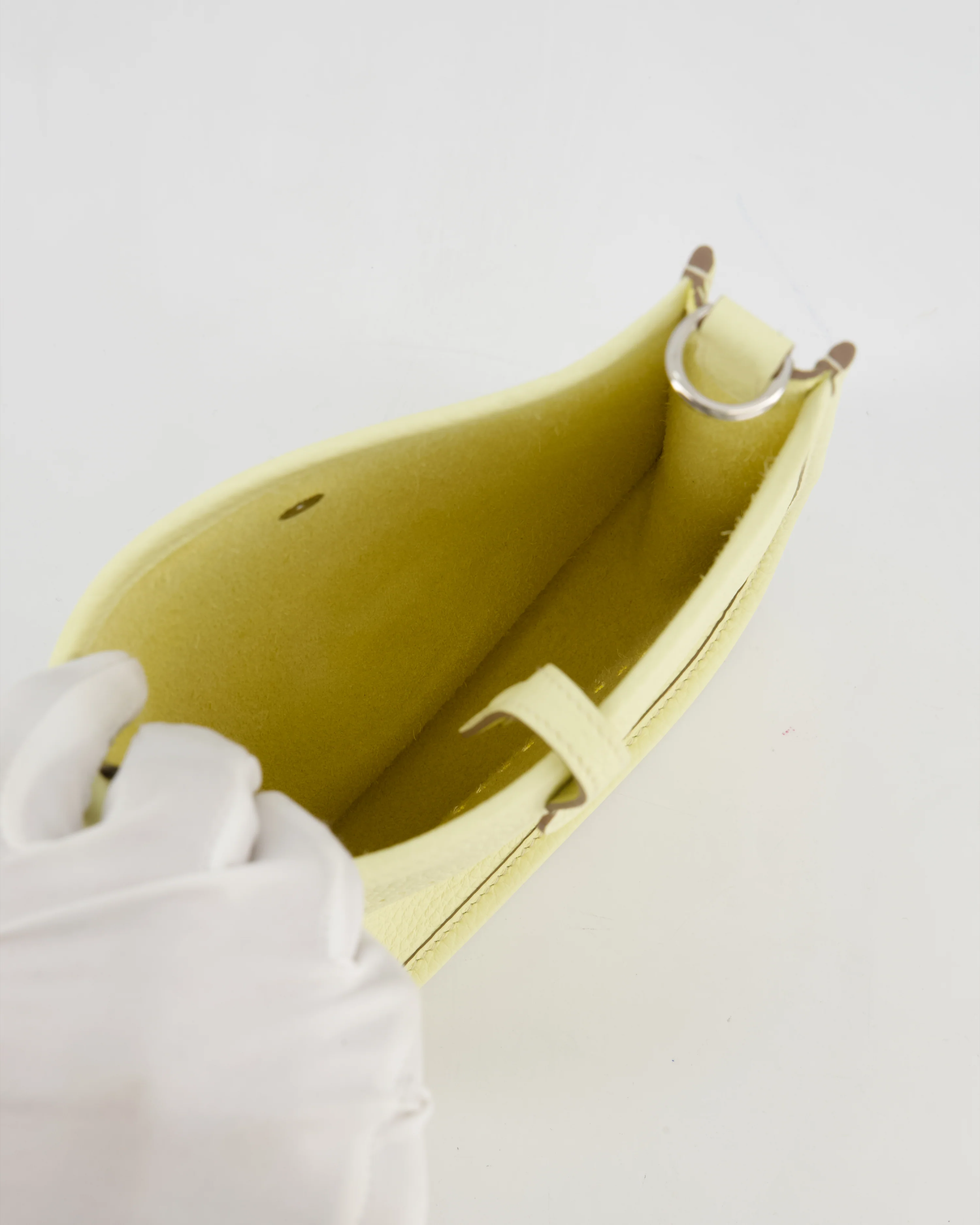Hermès Mini Evelyne 16 Bag in Jaune Milton Taurillon Clemence Leather with Palladium Hardware - Image 16