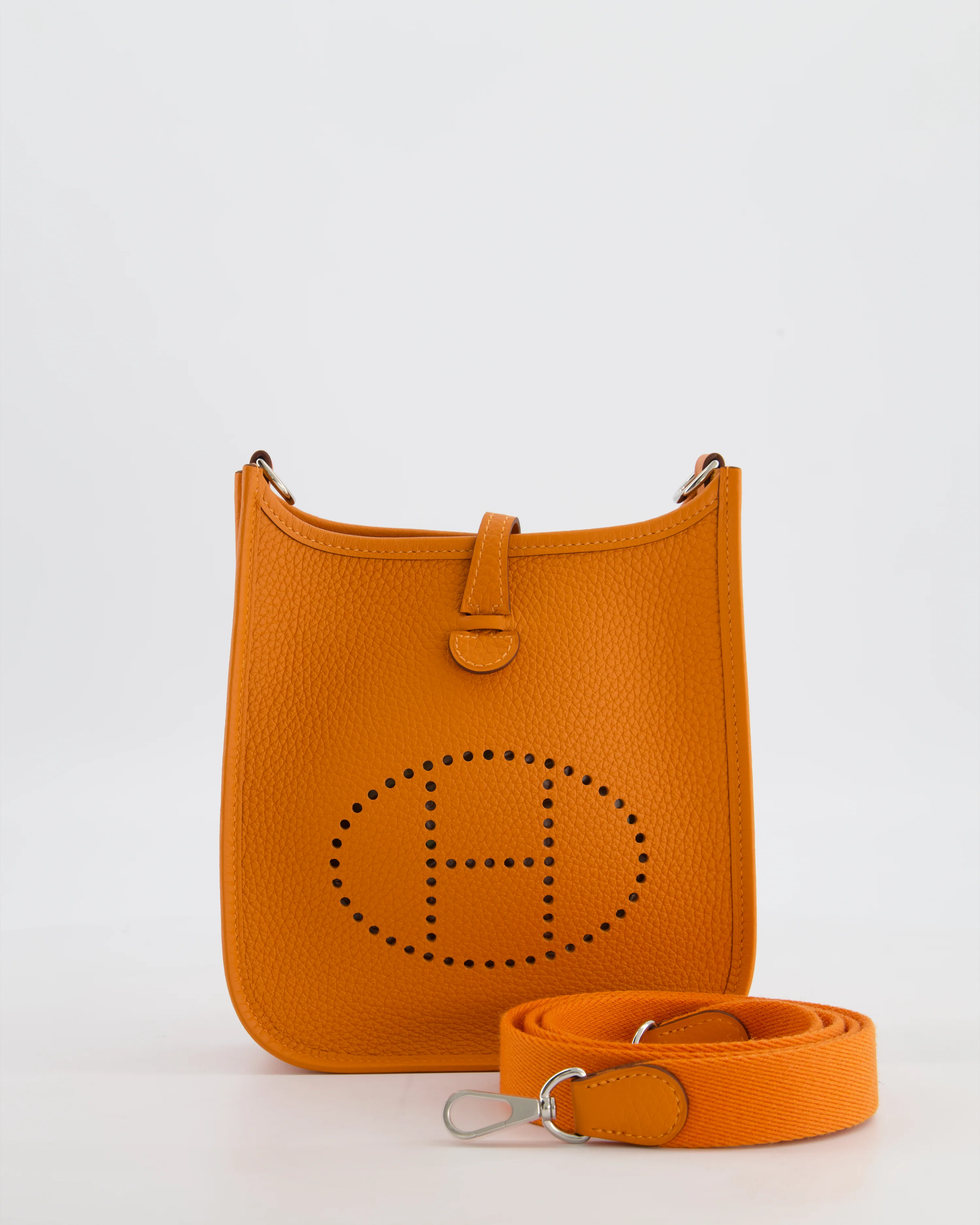 Hermès Mini Evelyne Bag in Orange Clemence Leather with Palladium Hardware