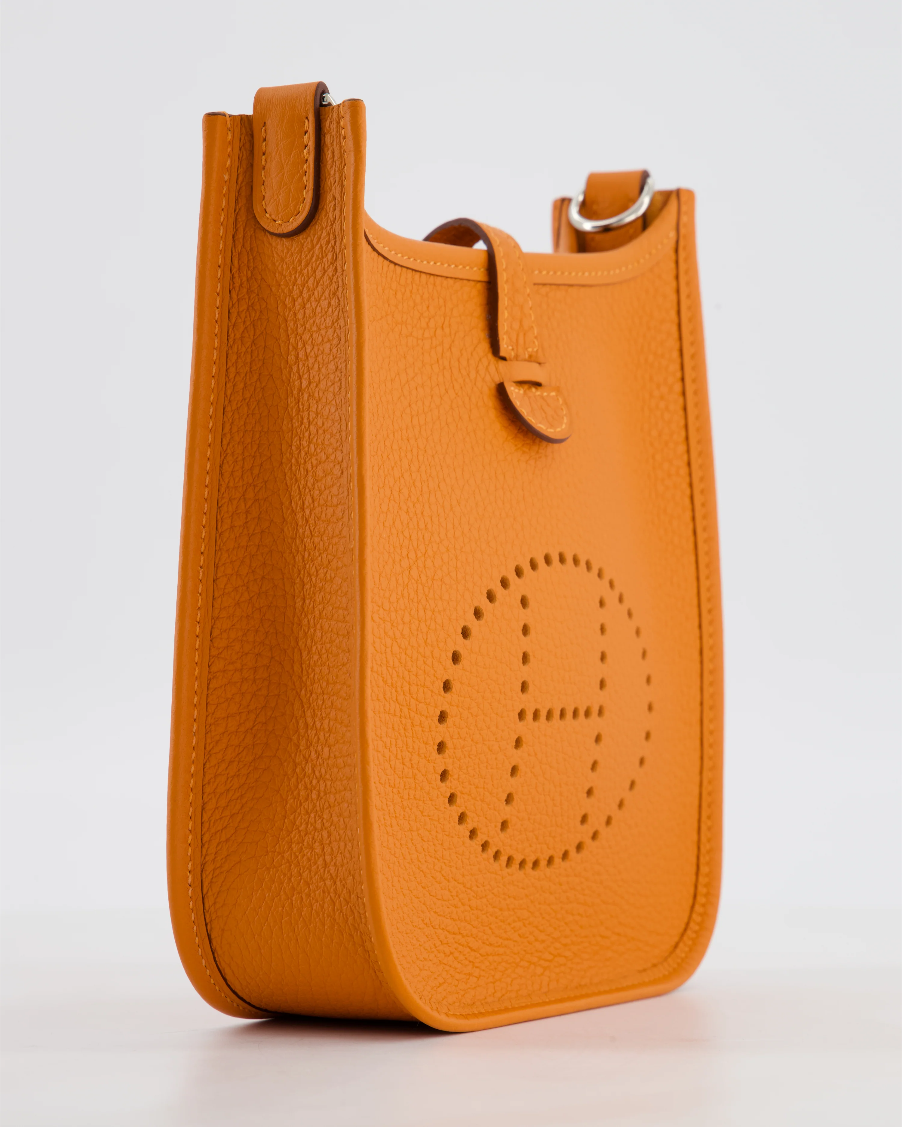 Hermès Mini Evelyne Bag in Orange Clemence Leather with Palladium Hardware - Image 10