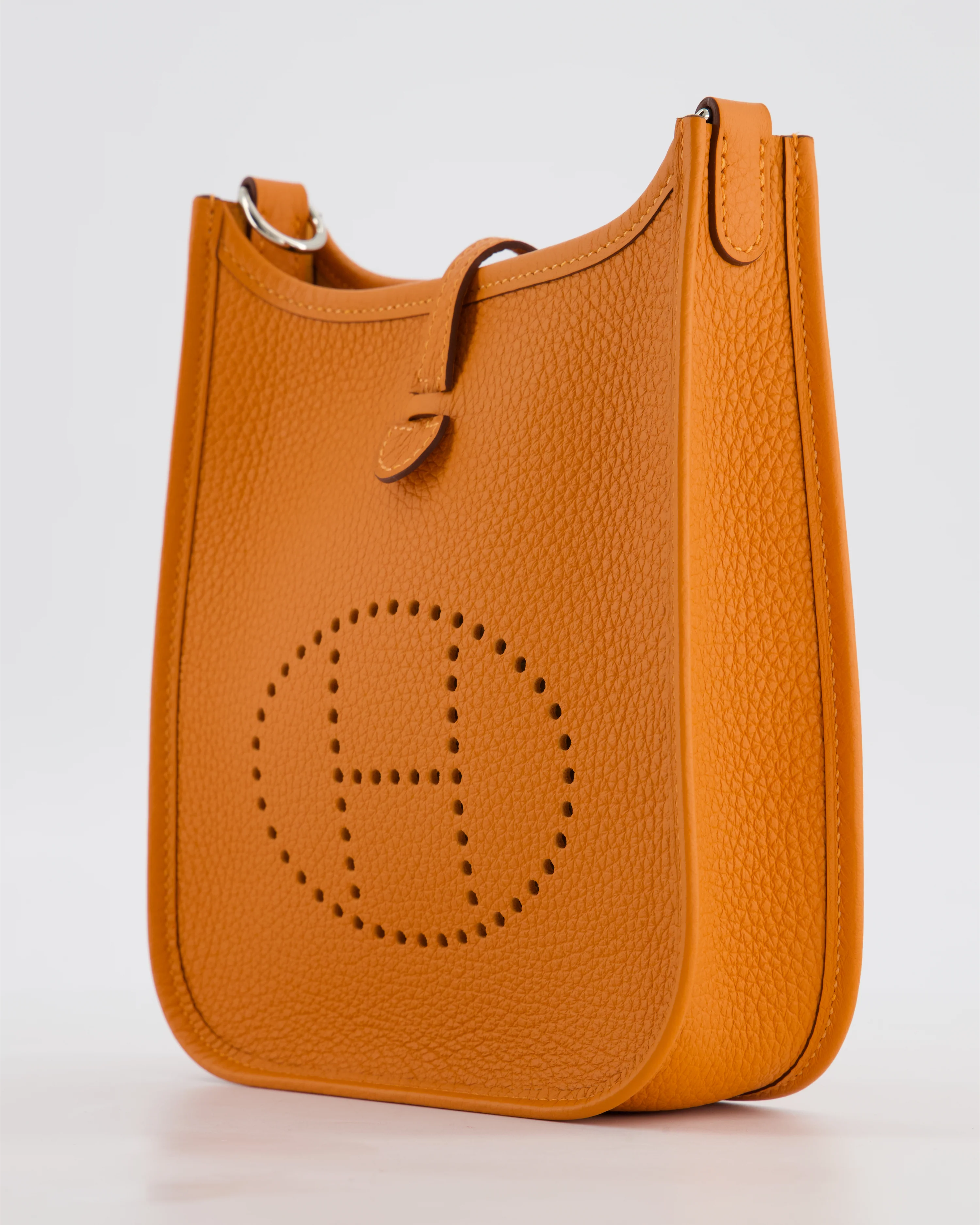 Hermès Mini Evelyne Bag in Orange Clemence Leather with Palladium Hardware - Image 11