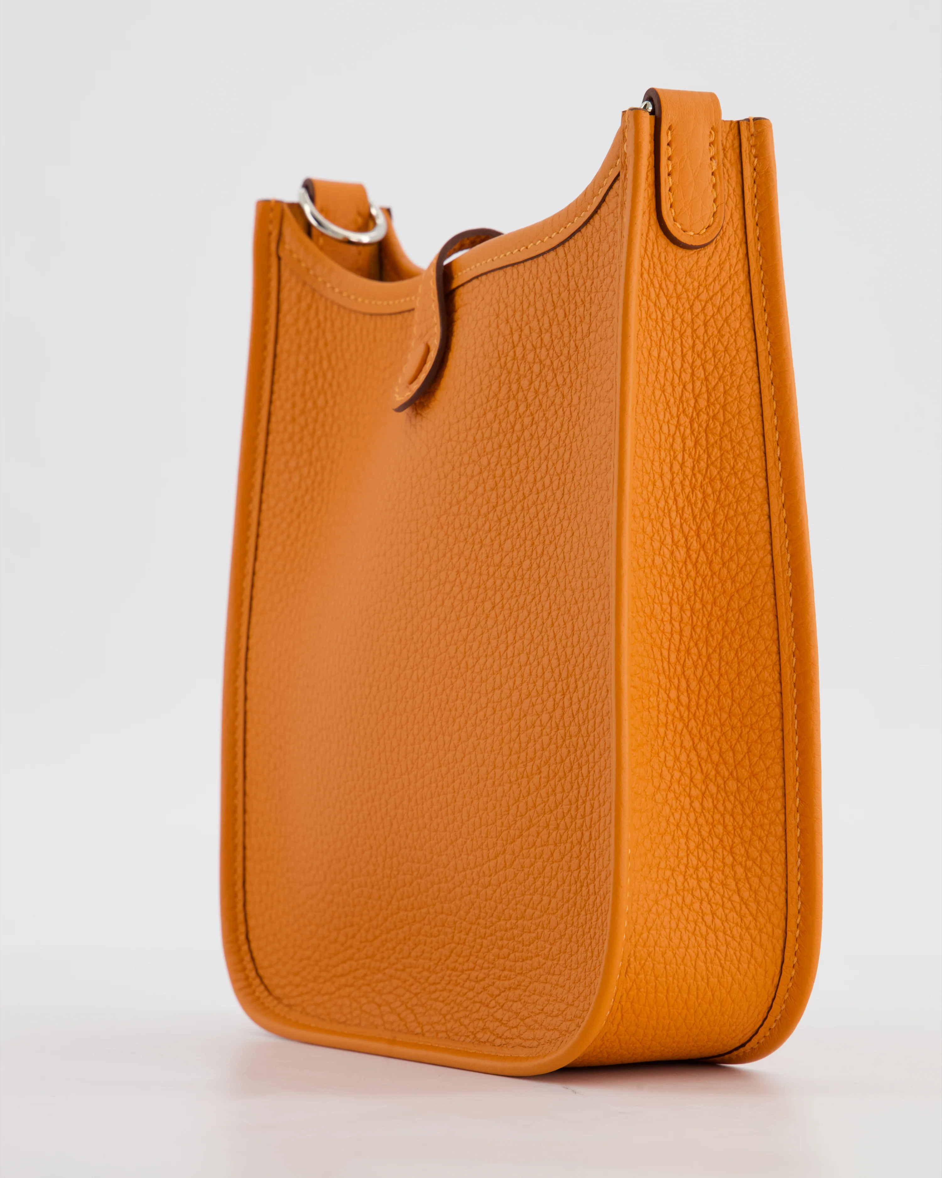 Hermès Mini Evelyne Bag in Orange Clemence Leather with Palladium Hardware - Image 12