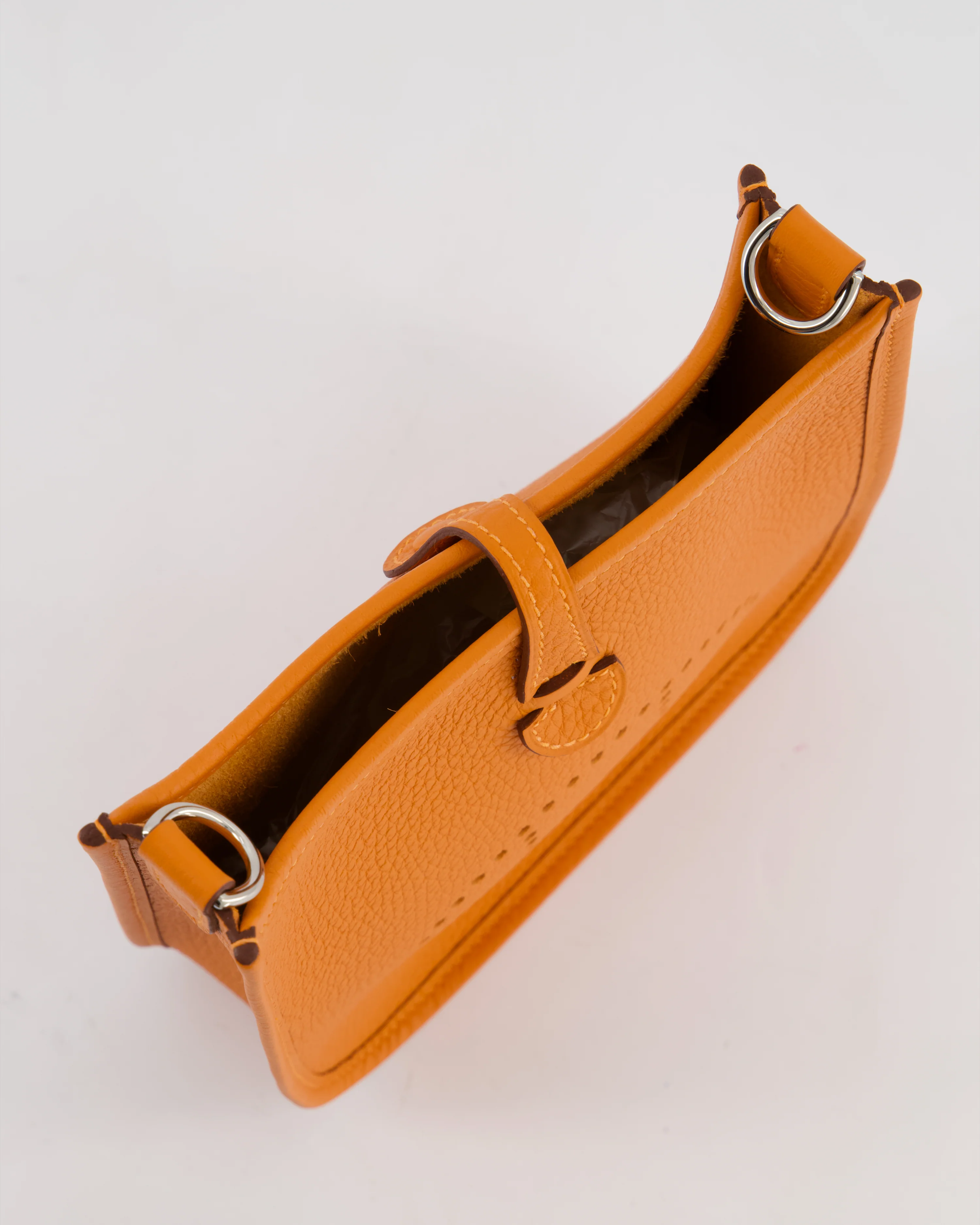 Hermès Mini Evelyne Bag in Orange Clemence Leather with Palladium Hardware - Image 14