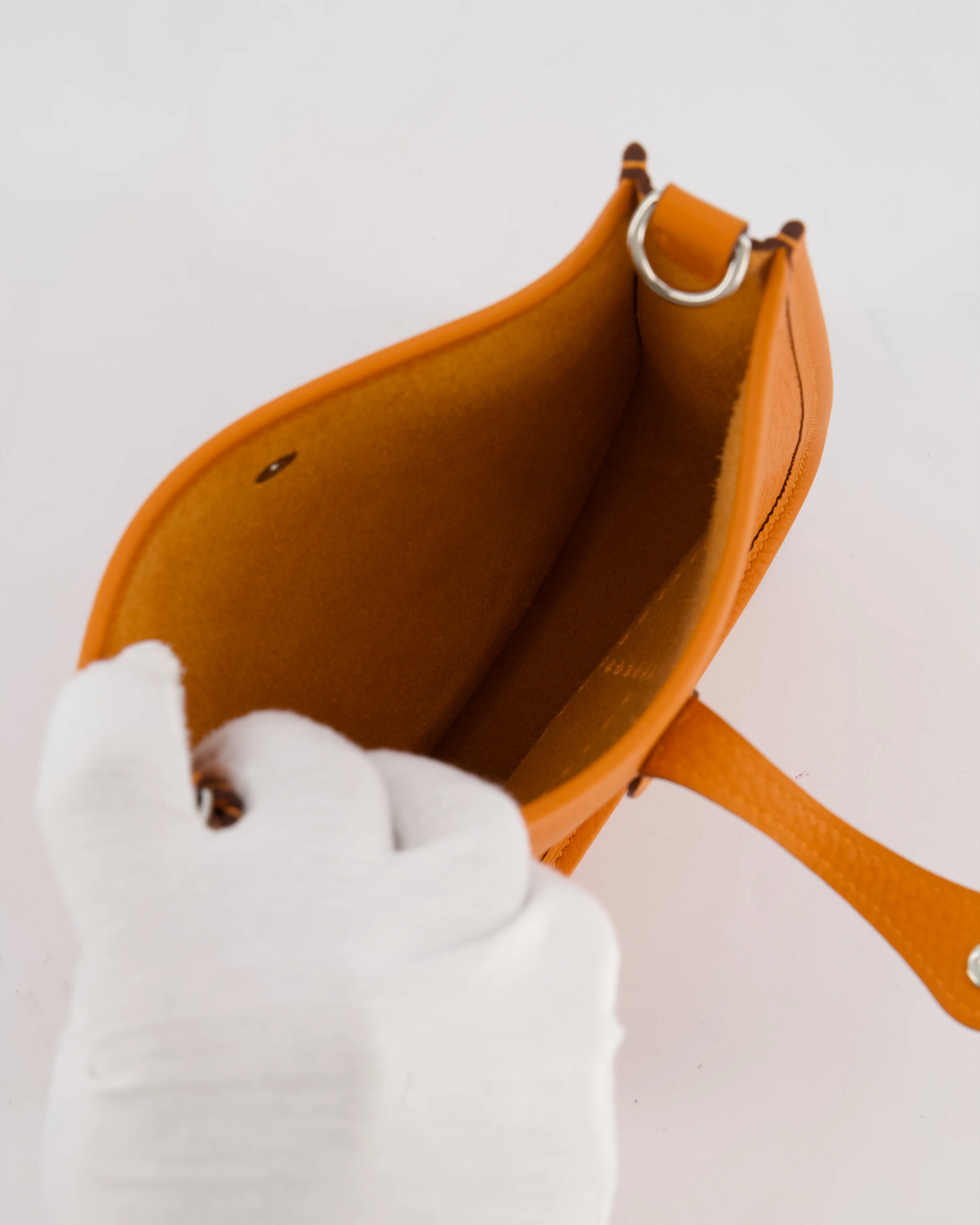 Hermès Mini Evelyne Bag in Orange Clemence Leather with Palladium Hardware - Image 15