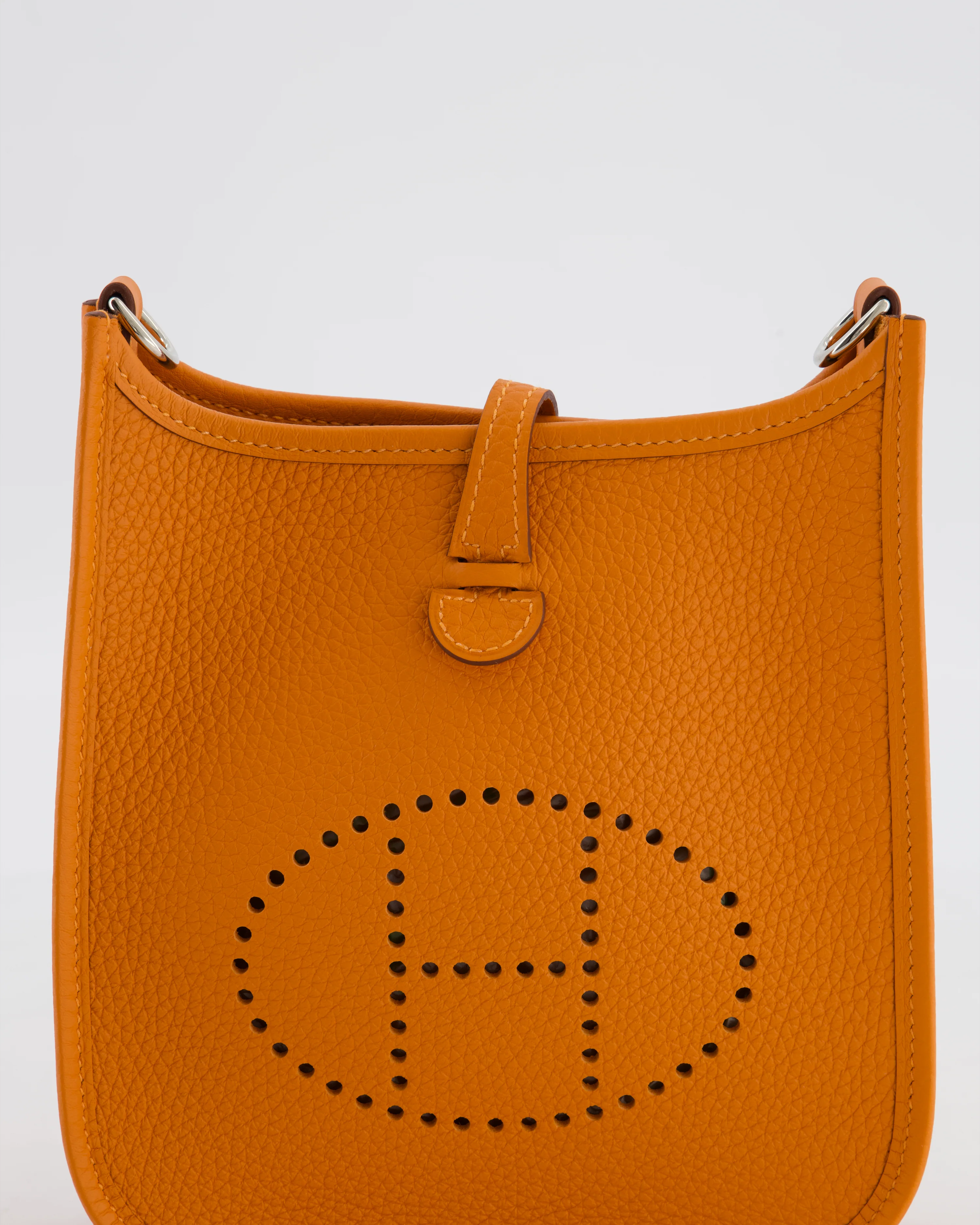 Hermès Mini Evelyne Bag in Orange Clemence Leather with Palladium Hardware - Image 16