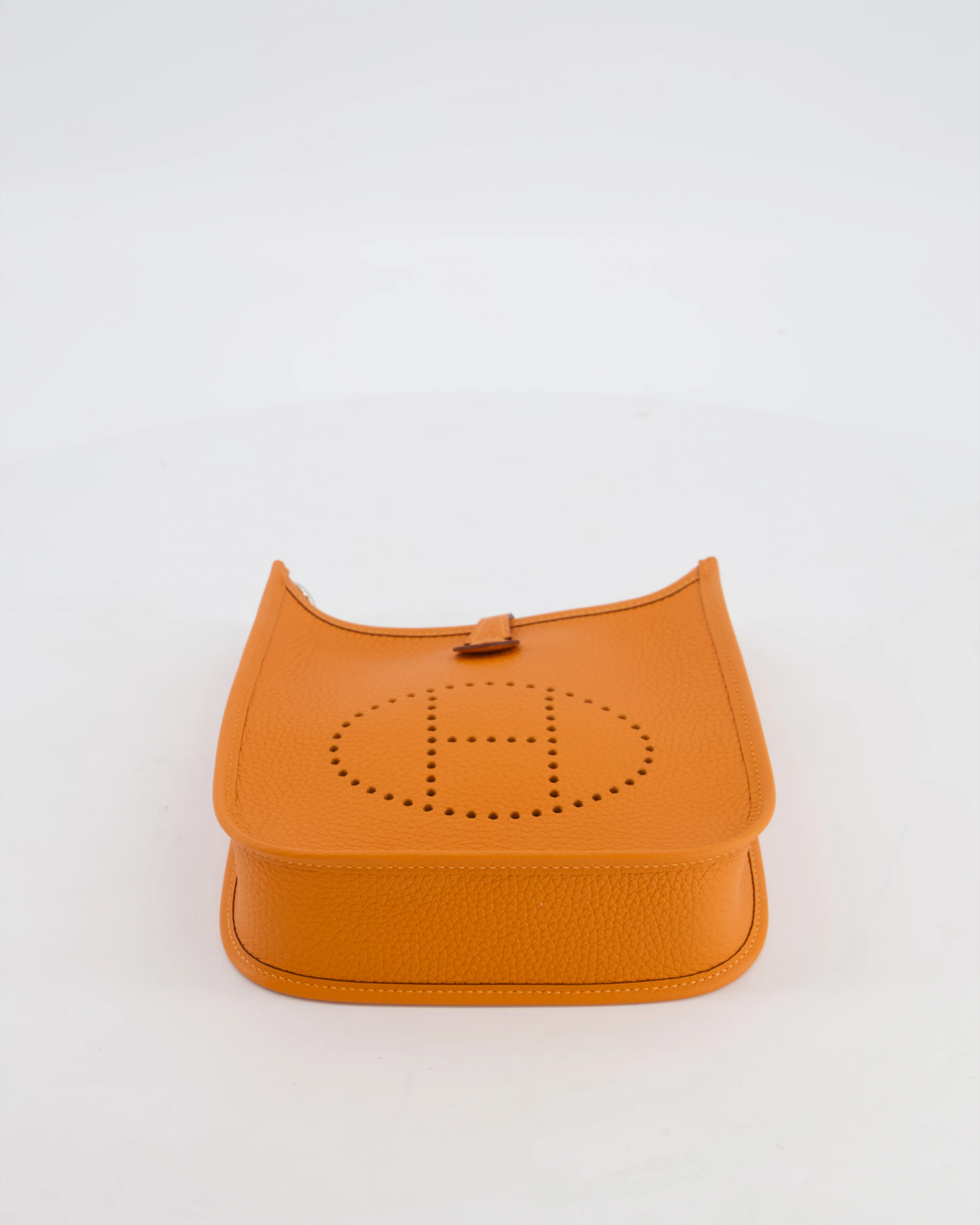 Hermès Mini Evelyne Bag in Orange Clemence Leather with Palladium Hardware - Image 18