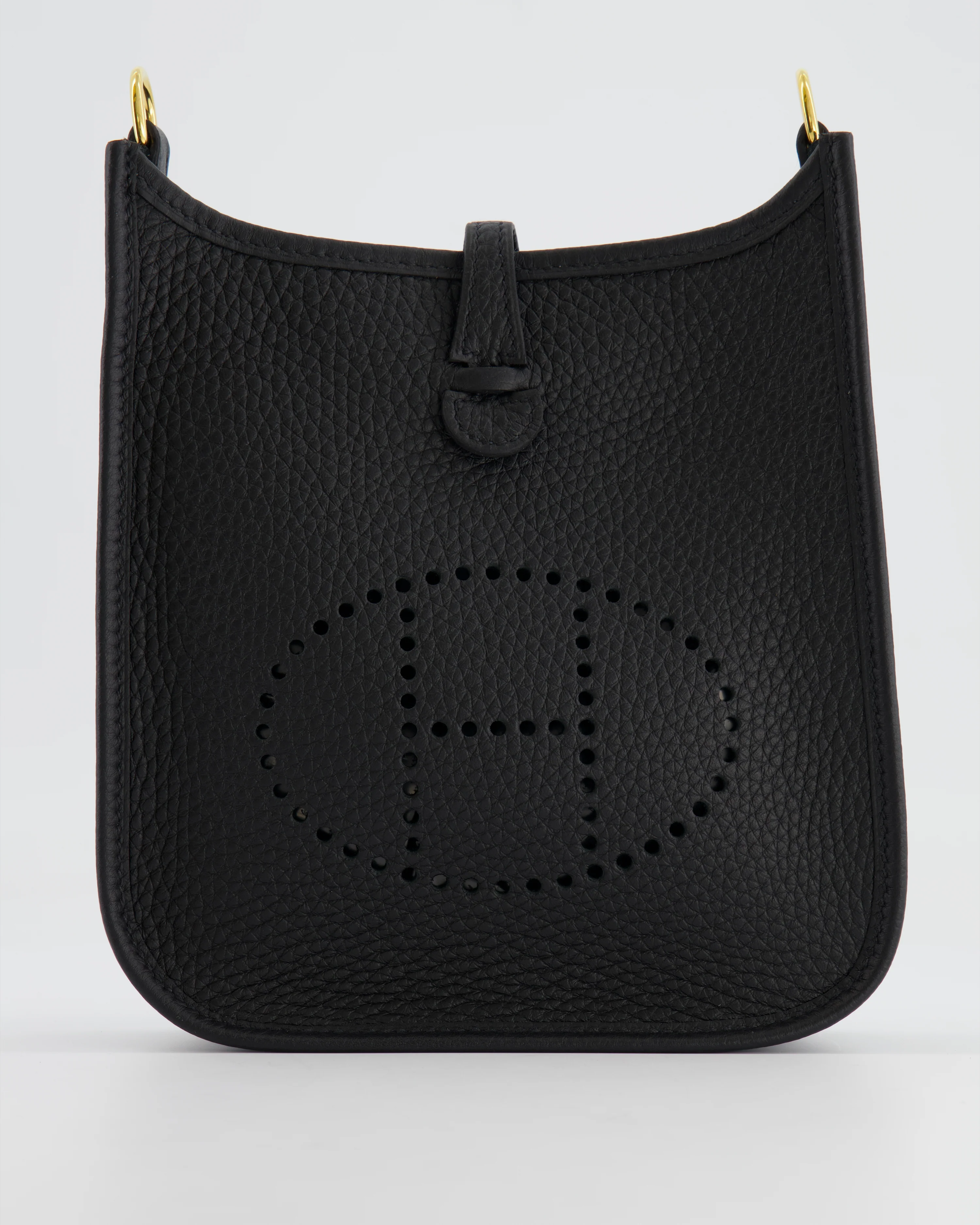 Hermès Mini Evelyne Bag in Black Clemence Leather with Gold Hardware - Image 10