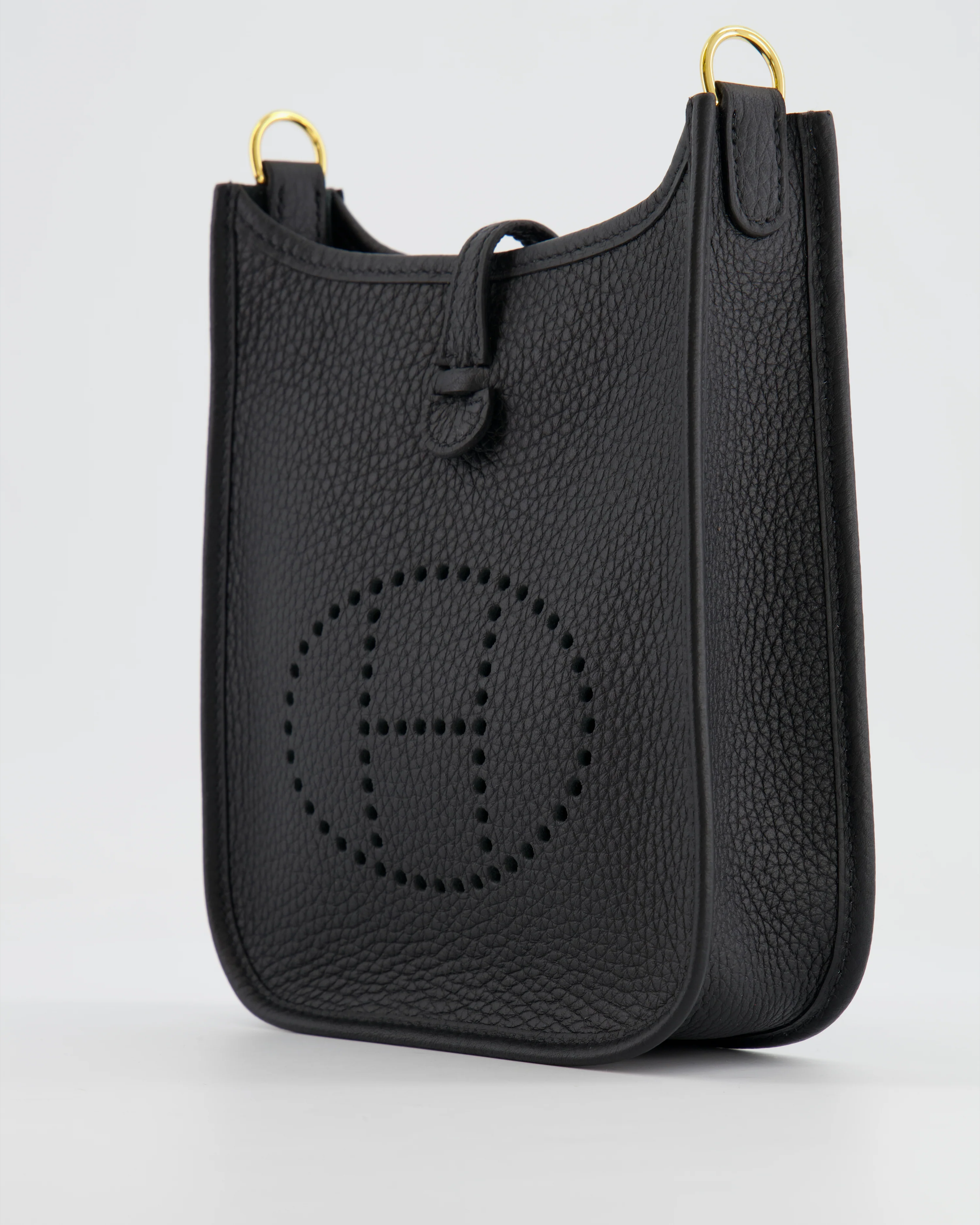 Hermès Mini Evelyne Bag in Black Clemence Leather with Gold Hardware - Image 11