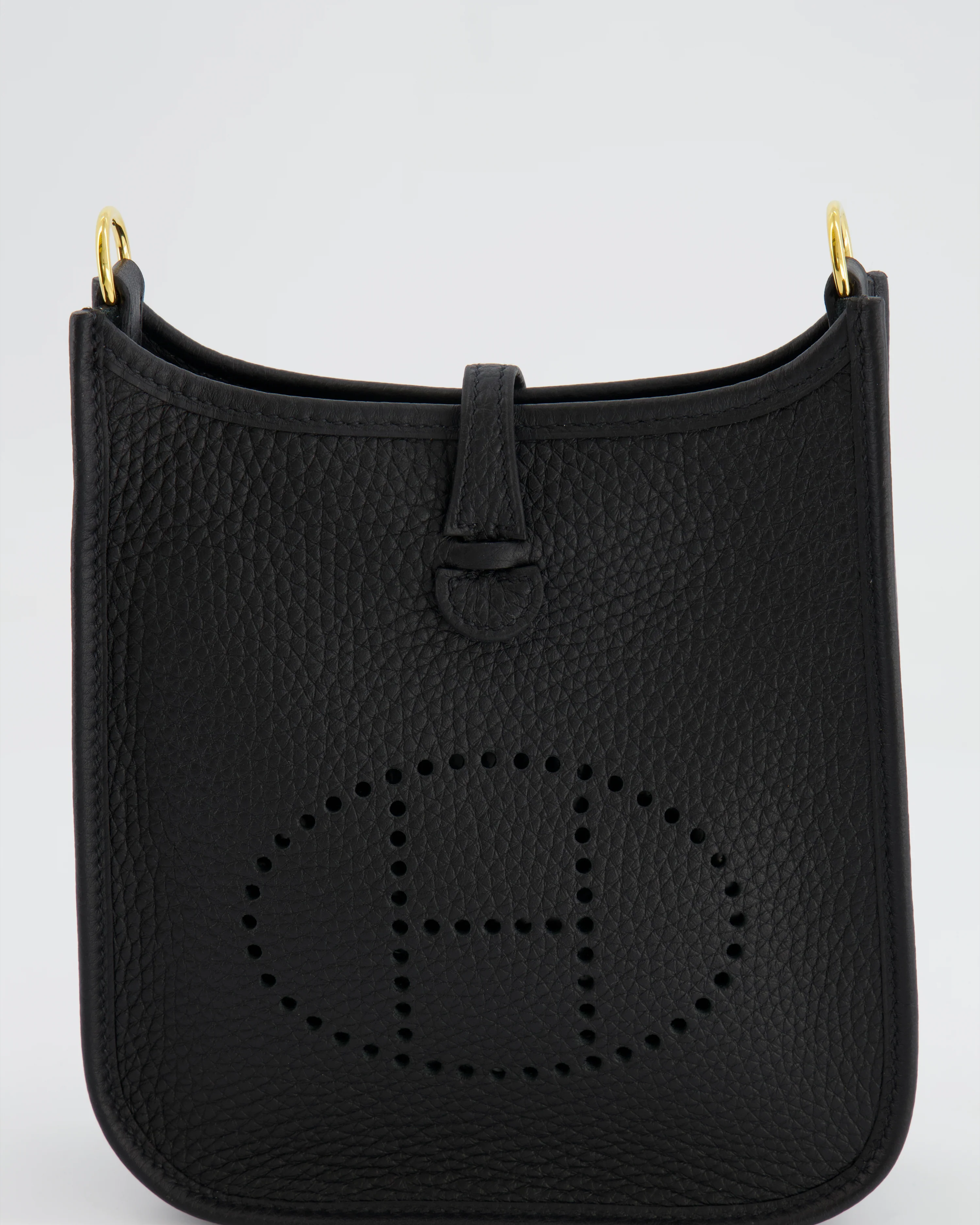 Hermès Mini Evelyne Bag in Black Clemence Leather with Gold Hardware - Image 14