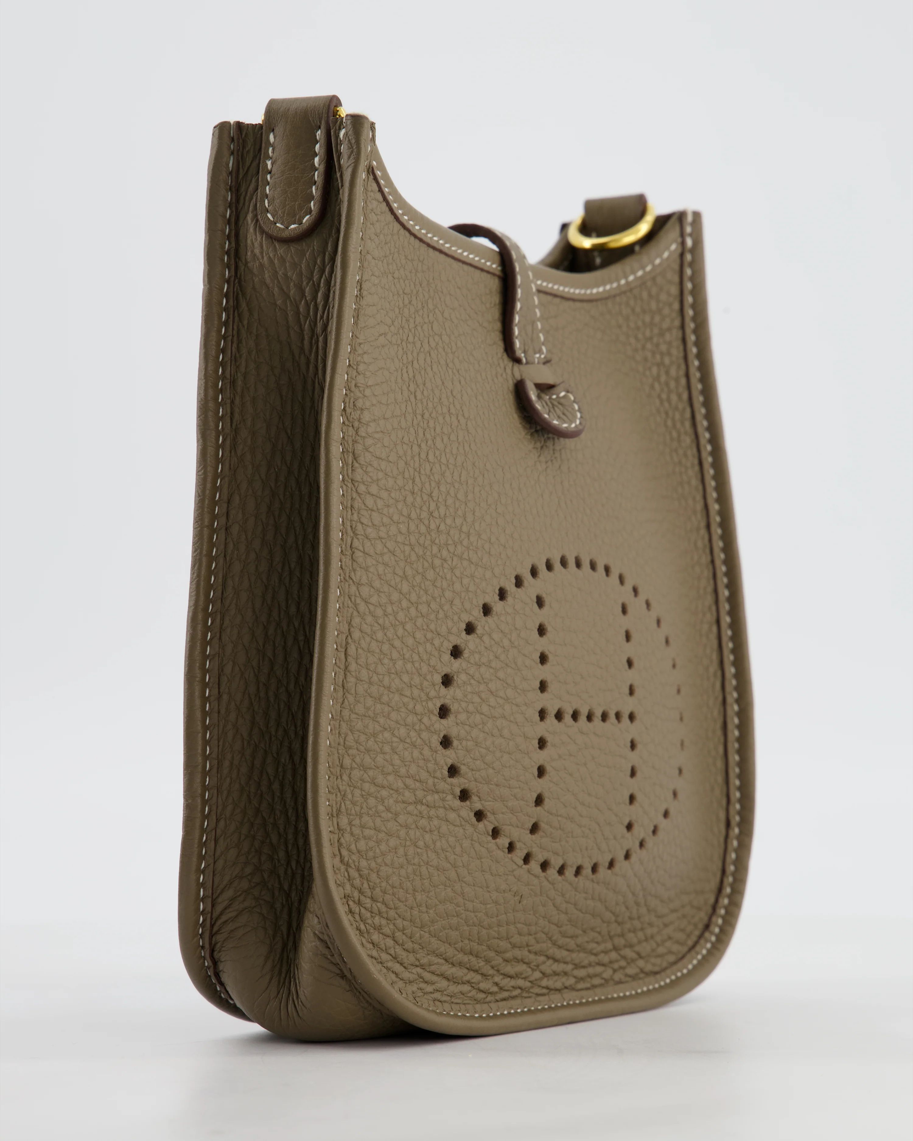 Hermès Mini Evelyne Bag in Etoupe Clemence Leather with Gold Hardware - Image 10