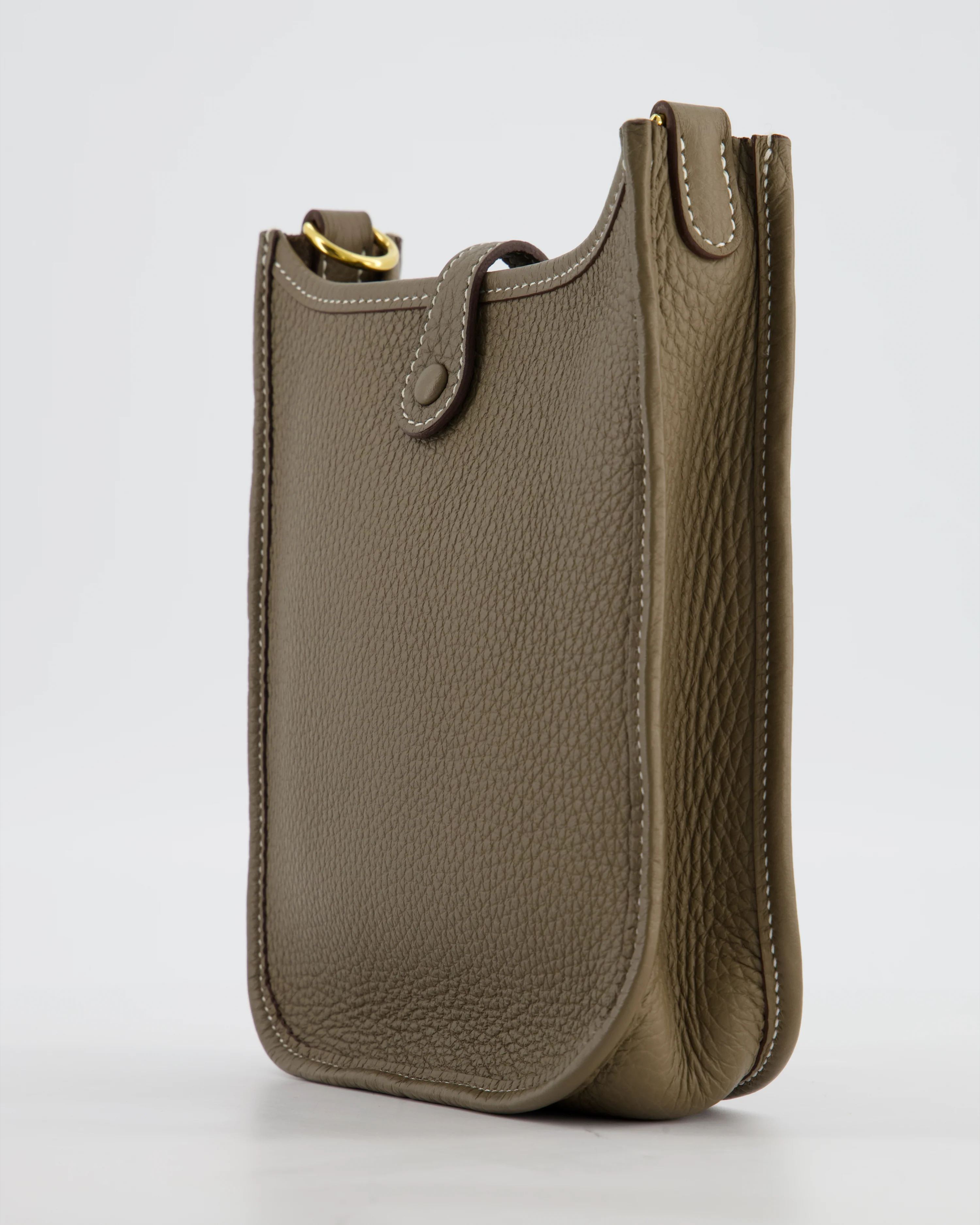 Hermès Mini Evelyne Bag in Etoupe Clemence Leather with Gold Hardware - Image 12