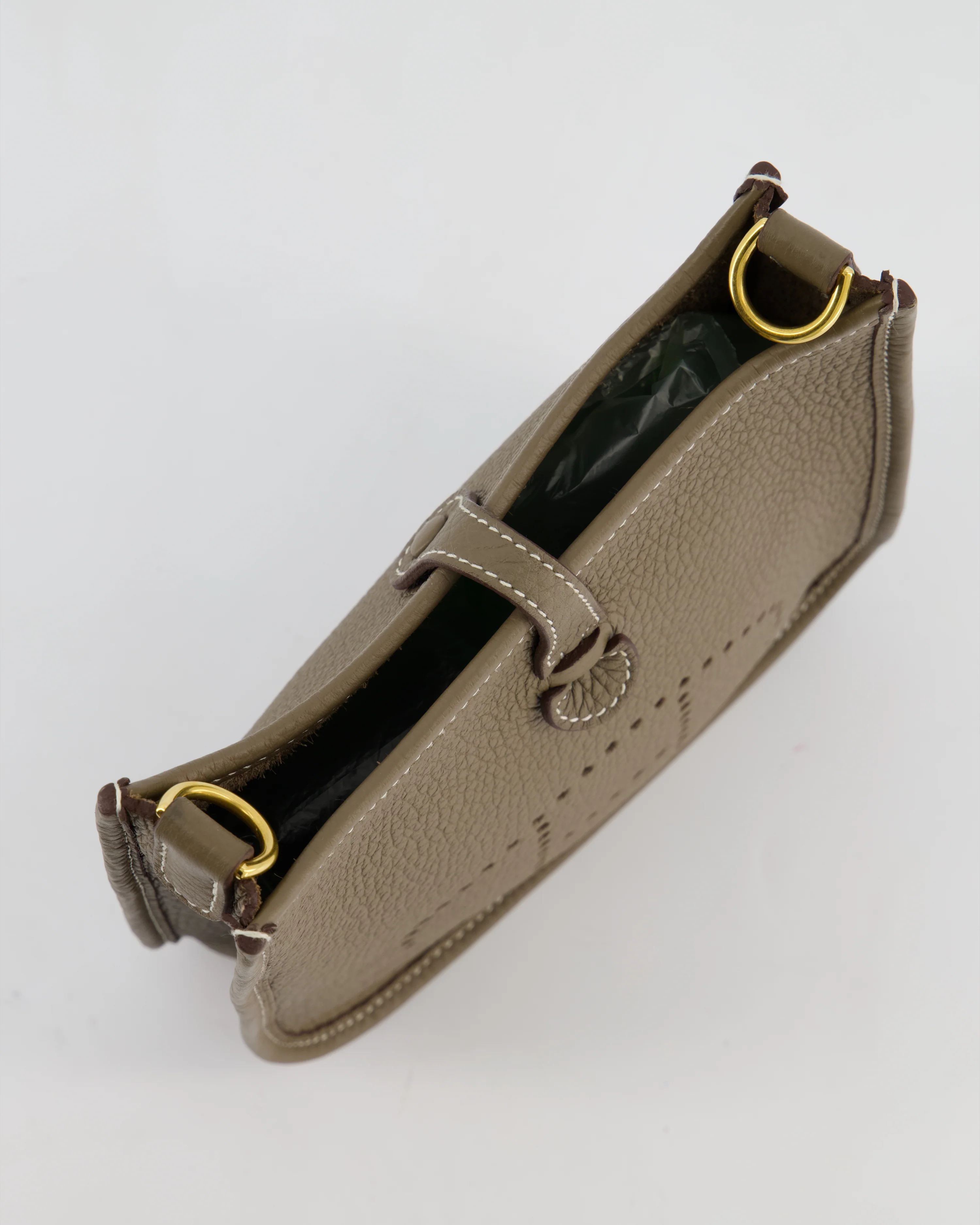 Hermès Mini Evelyne Bag in Etoupe Clemence Leather with Gold Hardware - Image 14