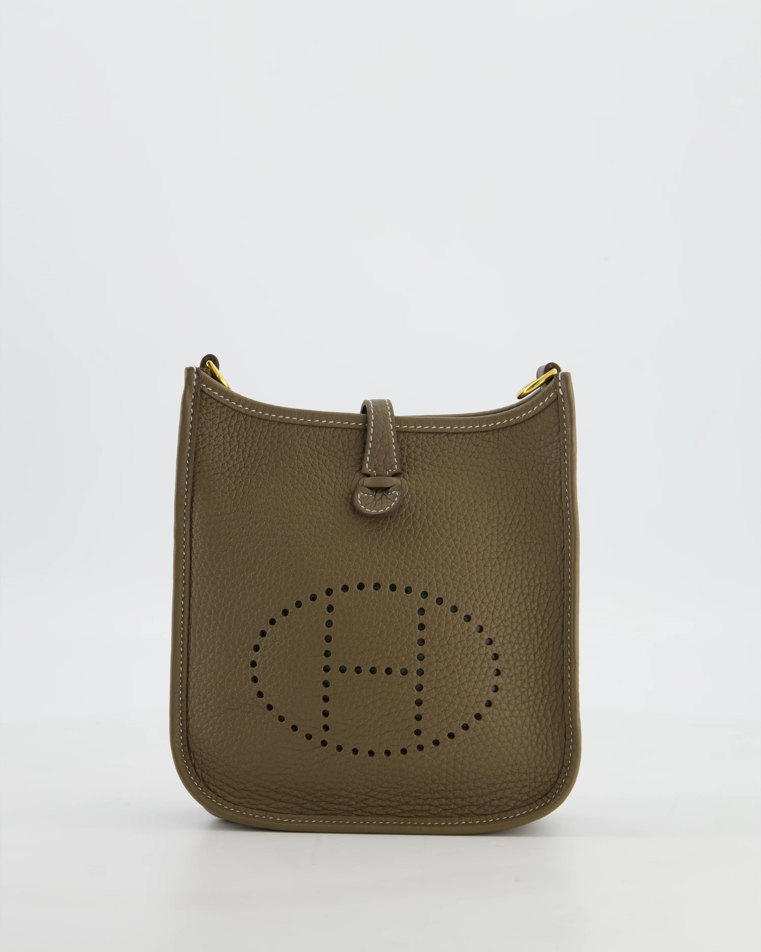 Hermès Mini Evelyne Bag in Etoupe Clemence Leather with Gold Hardware - Image 2