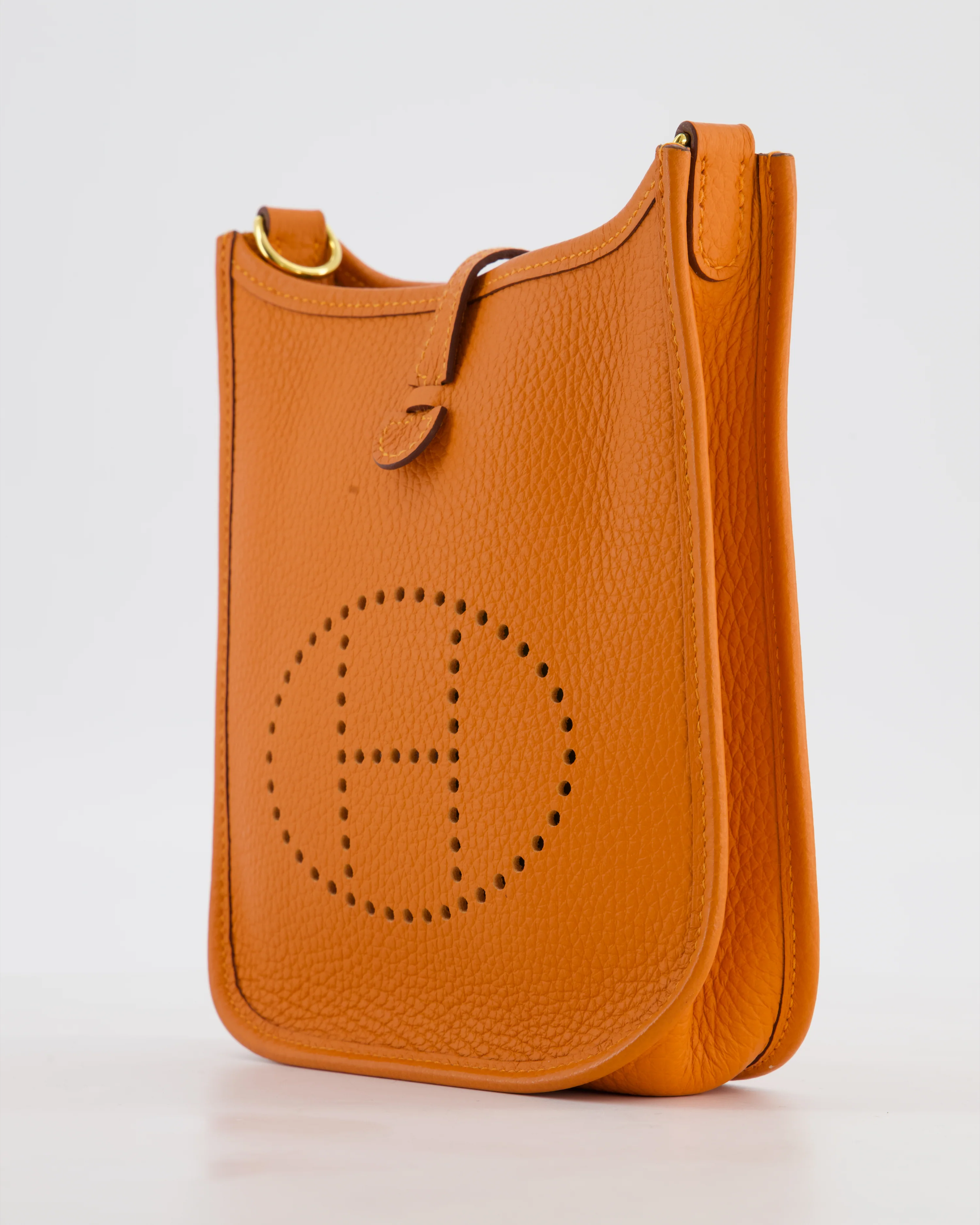 Hermès Mini Evelyne Bag in Orange Clemence Leather with Gold Hardware - Image 10