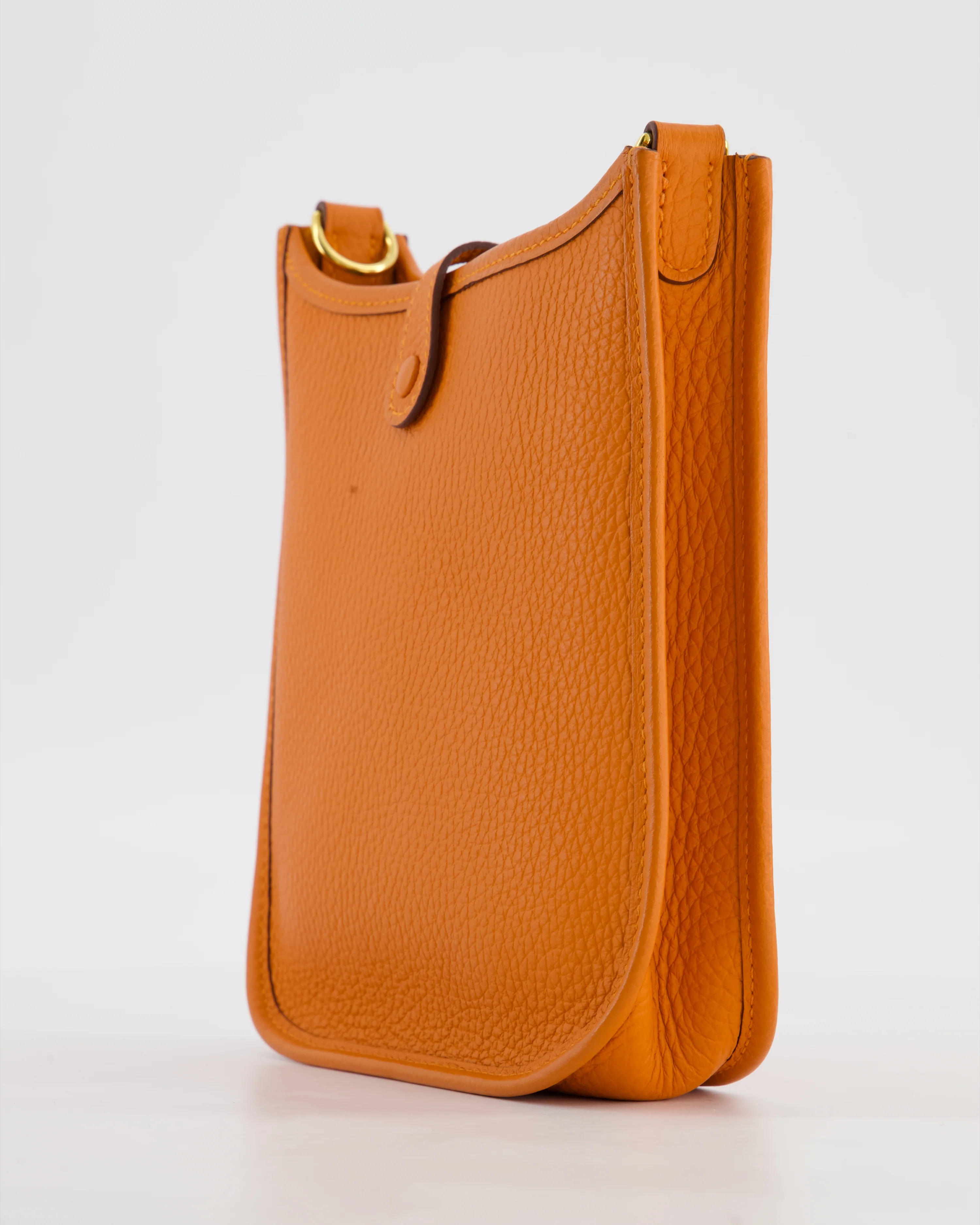 Hermès Mini Evelyne Bag in Orange Clemence Leather with Gold Hardware - Image 11