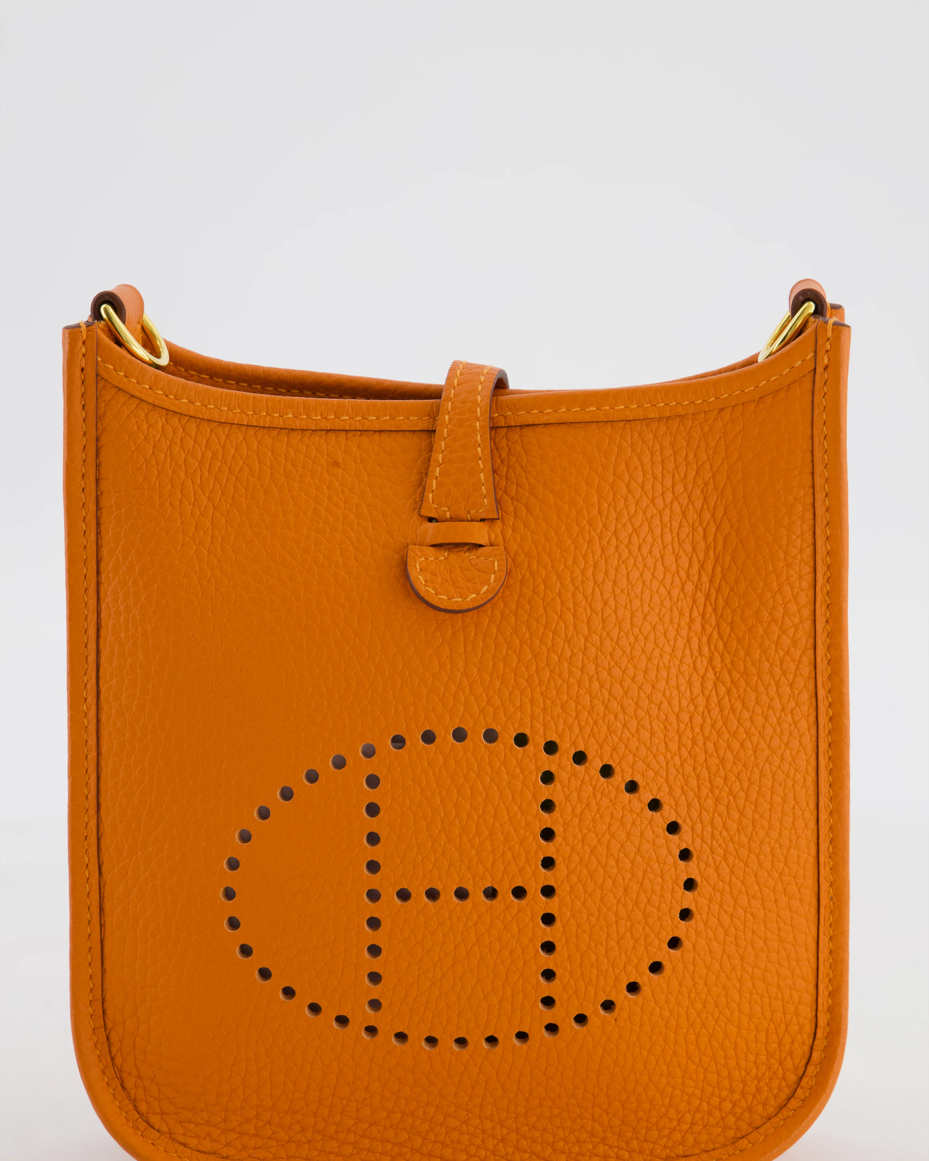 Hermès Mini Evelyne Bag in Orange Clemence Leather with Gold Hardware - Image 13