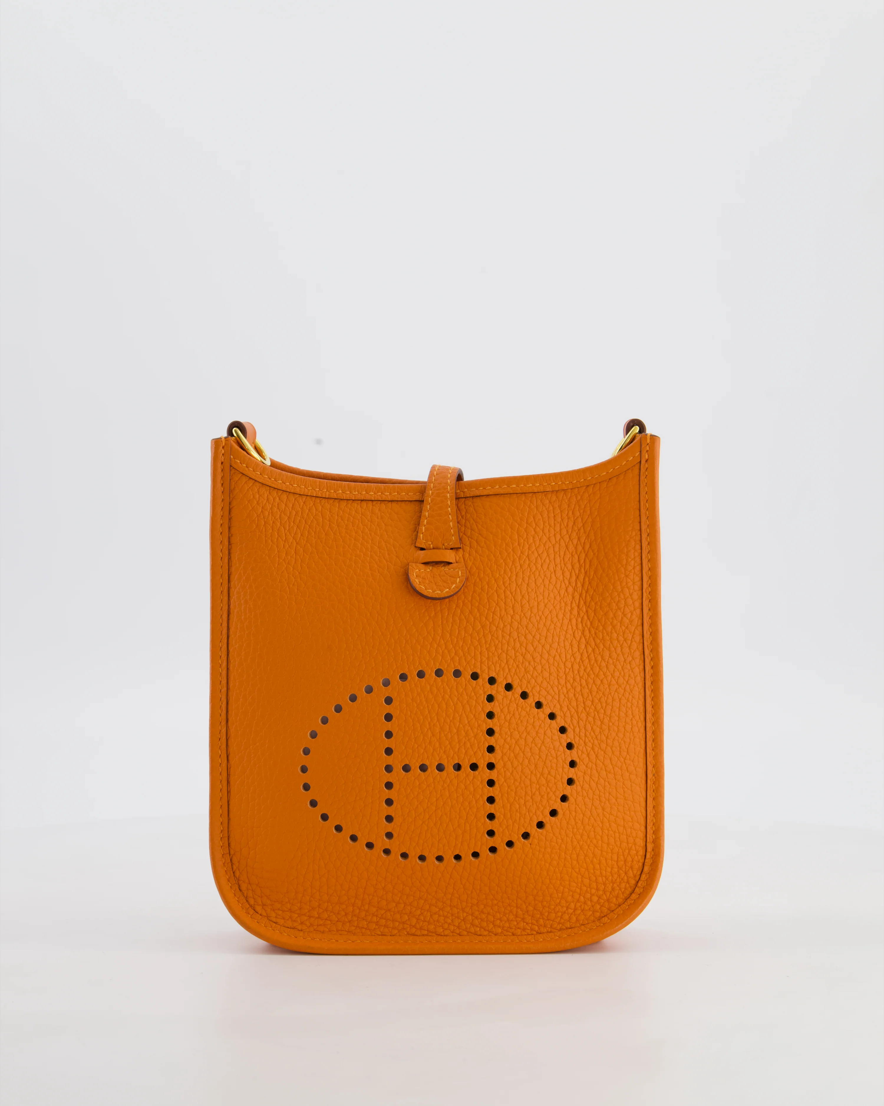 Hermès Mini Evelyne Bag in Orange Clemence Leather with Gold Hardware - Image 14