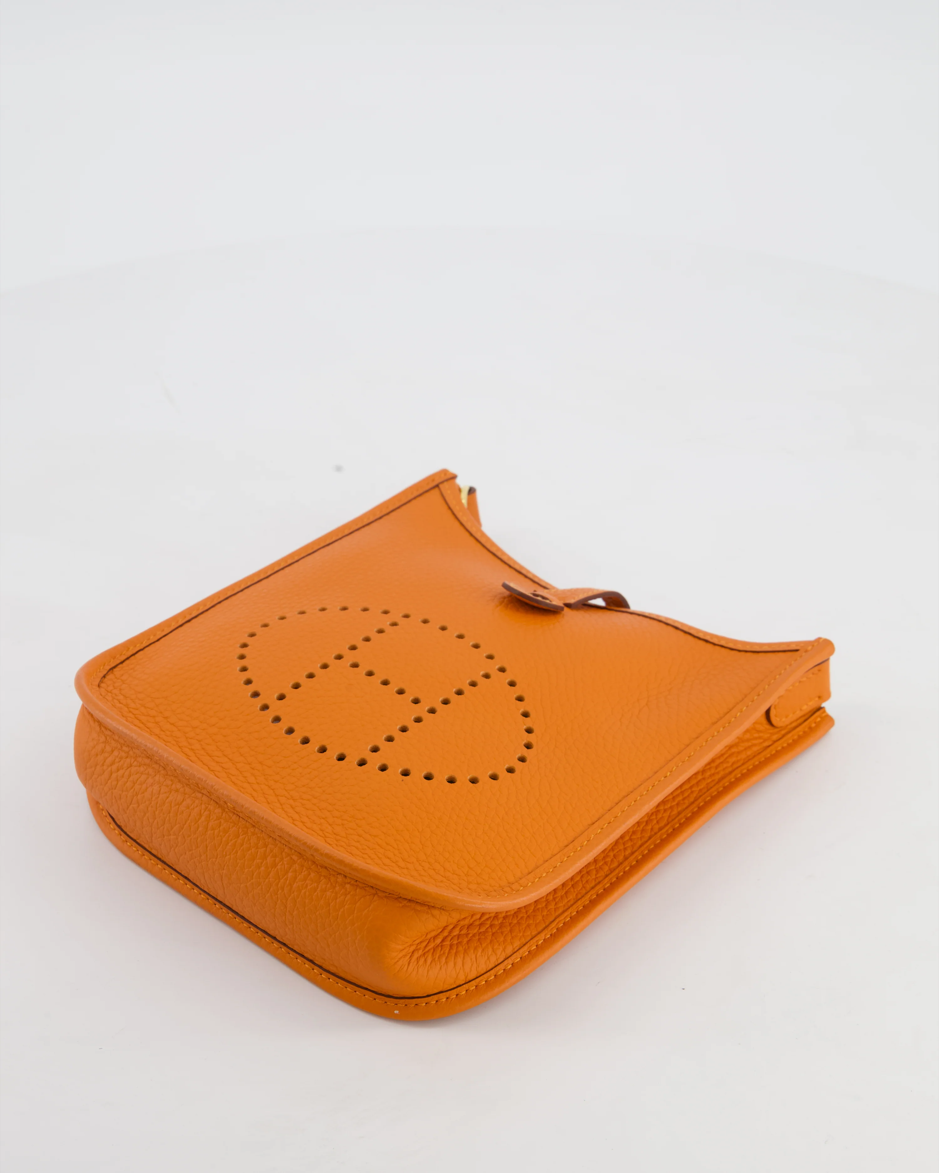 Hermès Mini Evelyne Bag in Orange Clemence Leather with Gold Hardware - Image 16