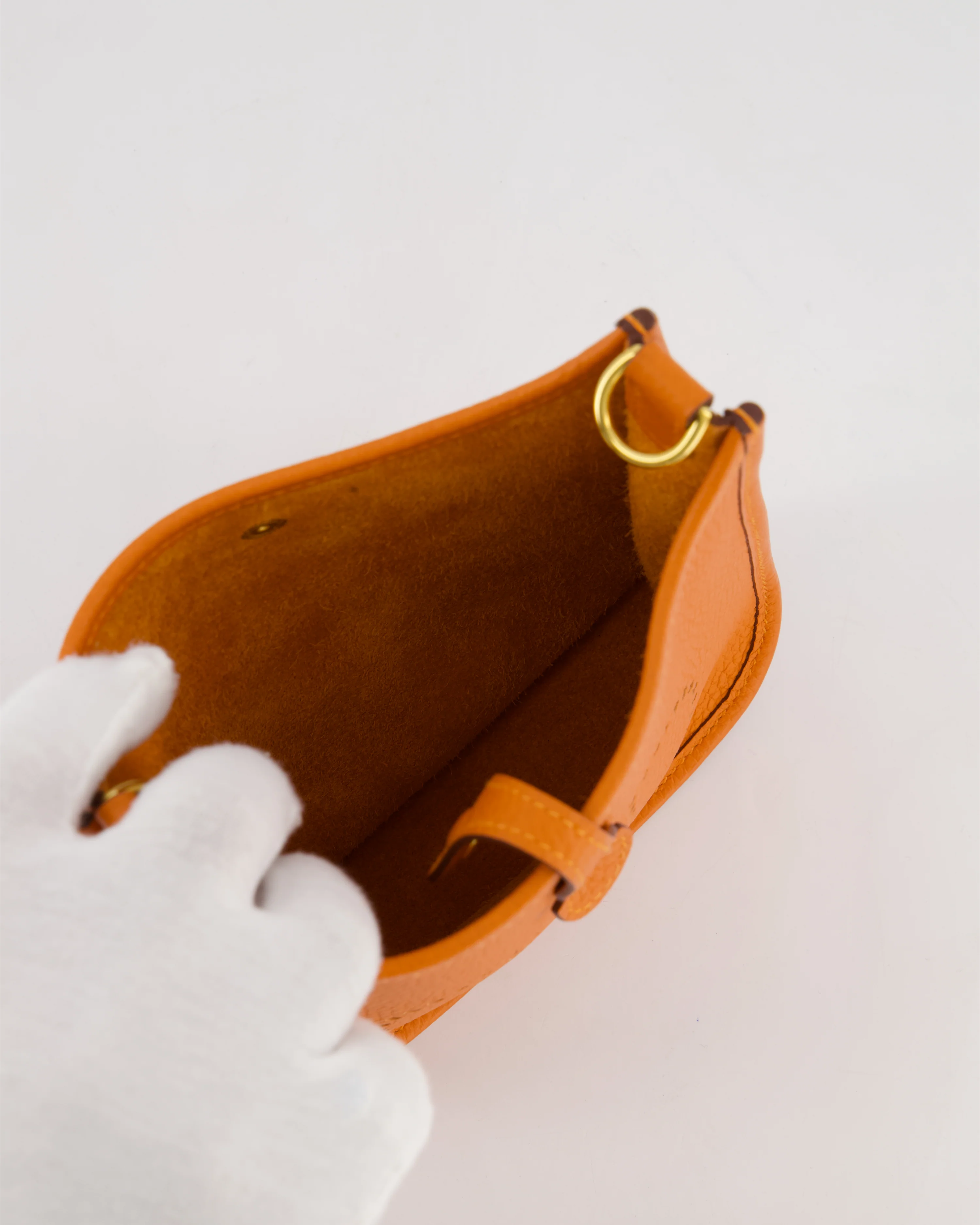 Hermès Mini Evelyne Bag in Orange Clemence Leather with Gold Hardware - Image 18