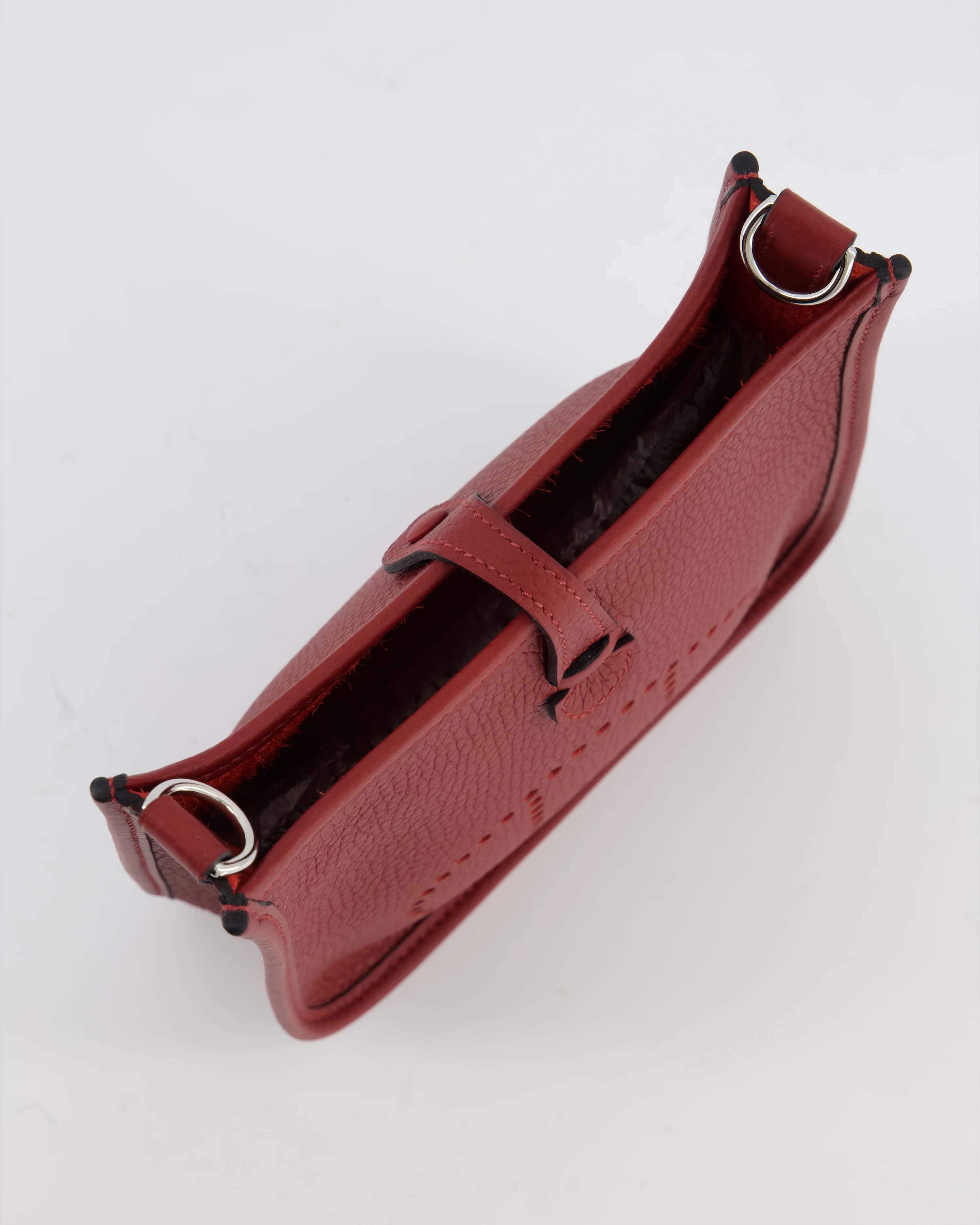 Hermès Mini Evelyne Bag in Rouge H in Clemence Leather with Palladium Hardware - Image 10