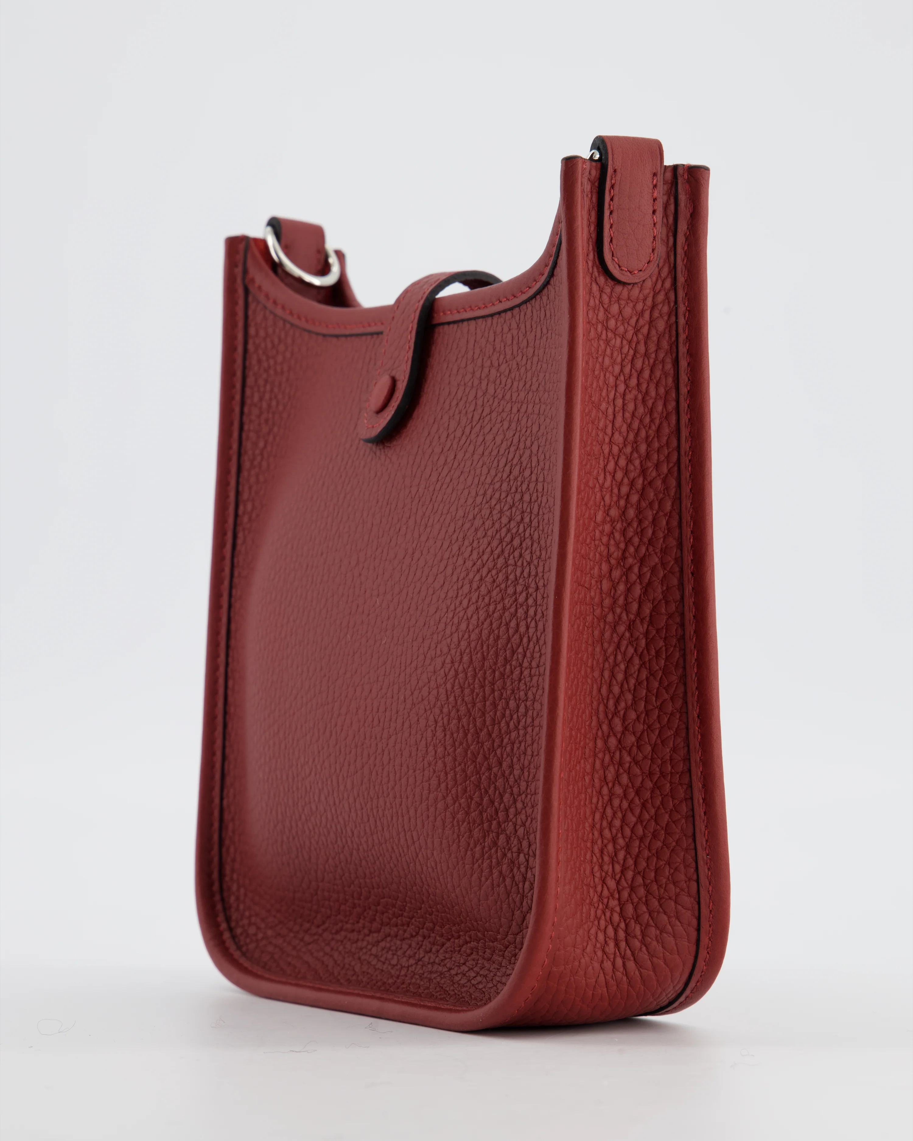 Hermès Mini Evelyne Bag in Rouge H in Clemence Leather with Palladium Hardware - Image 14