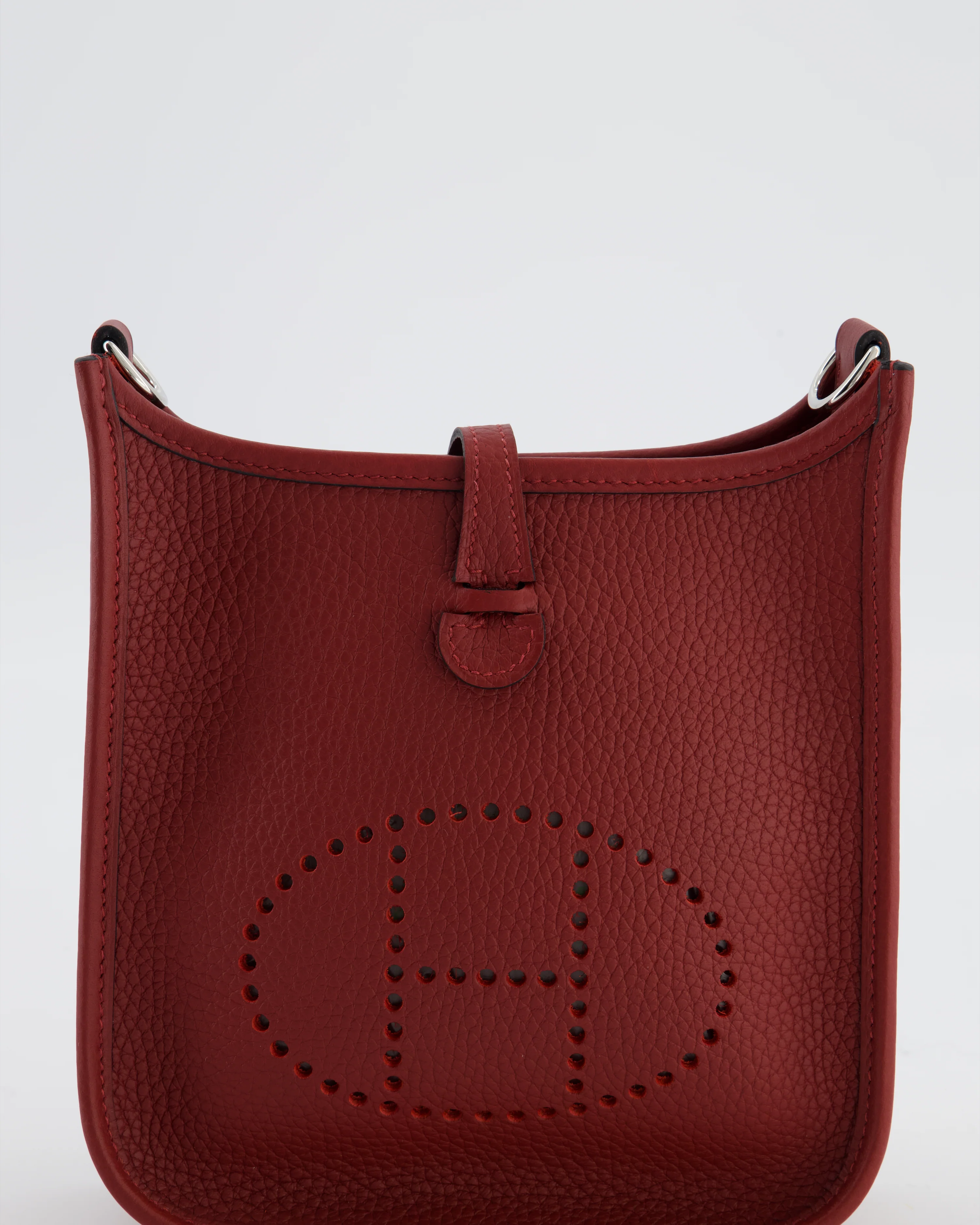 Hermès Mini Evelyne Bag in Rouge H in Clemence Leather with Palladium Hardware - Image 16