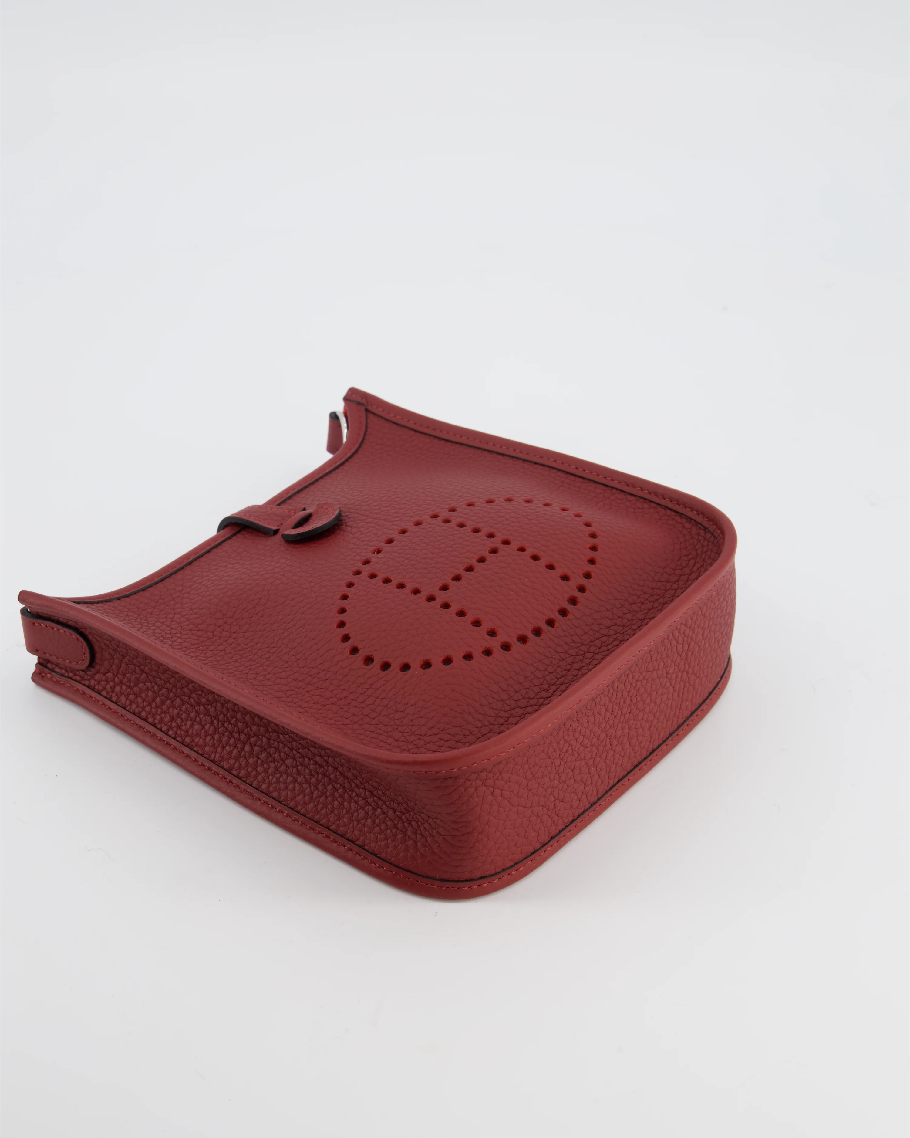 Hermès Mini Evelyne Bag in Rouge H in Clemence Leather with Palladium Hardware - Image 17