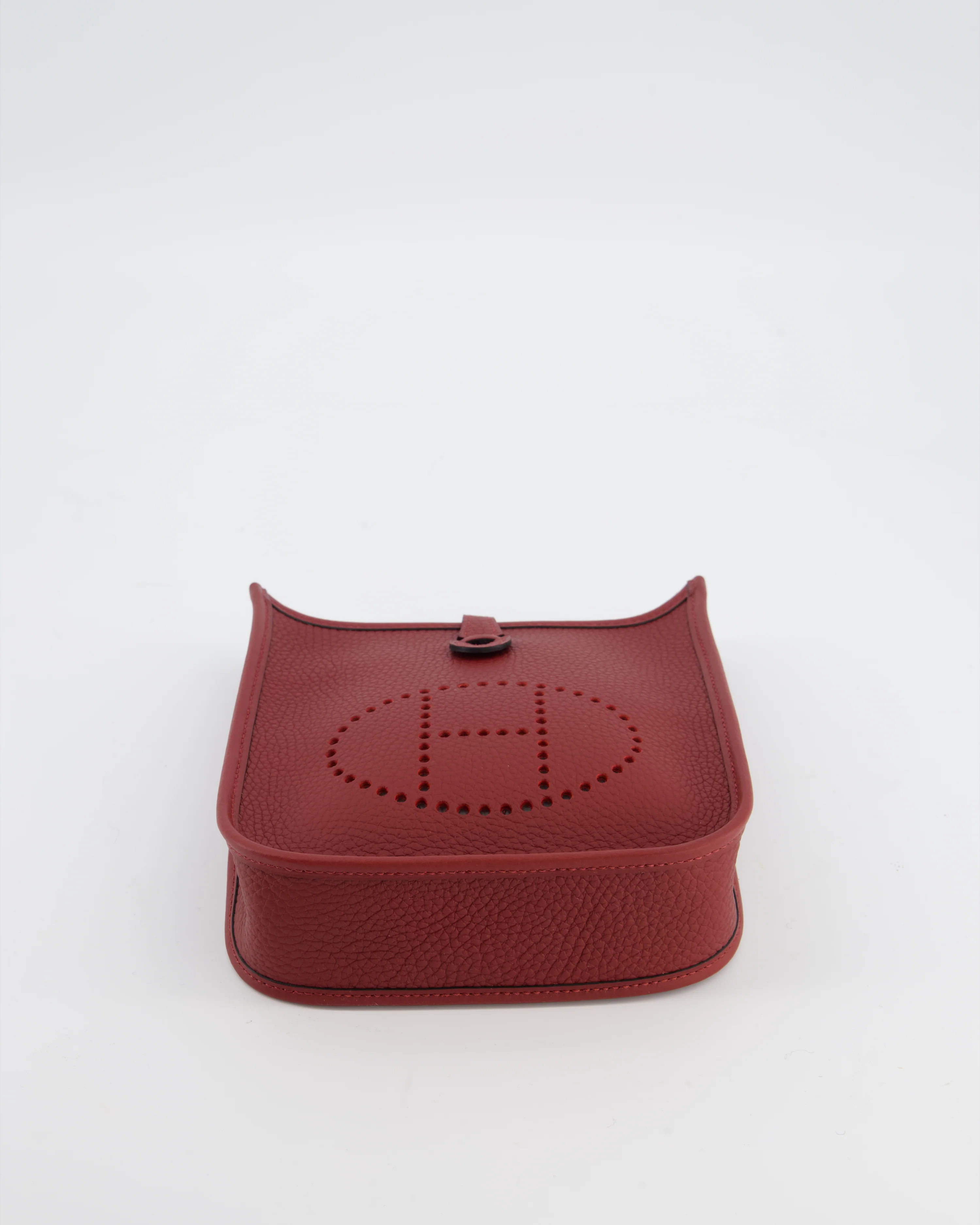 Hermès Mini Evelyne Bag in Rouge H in Clemence Leather with Palladium Hardware - Image 18