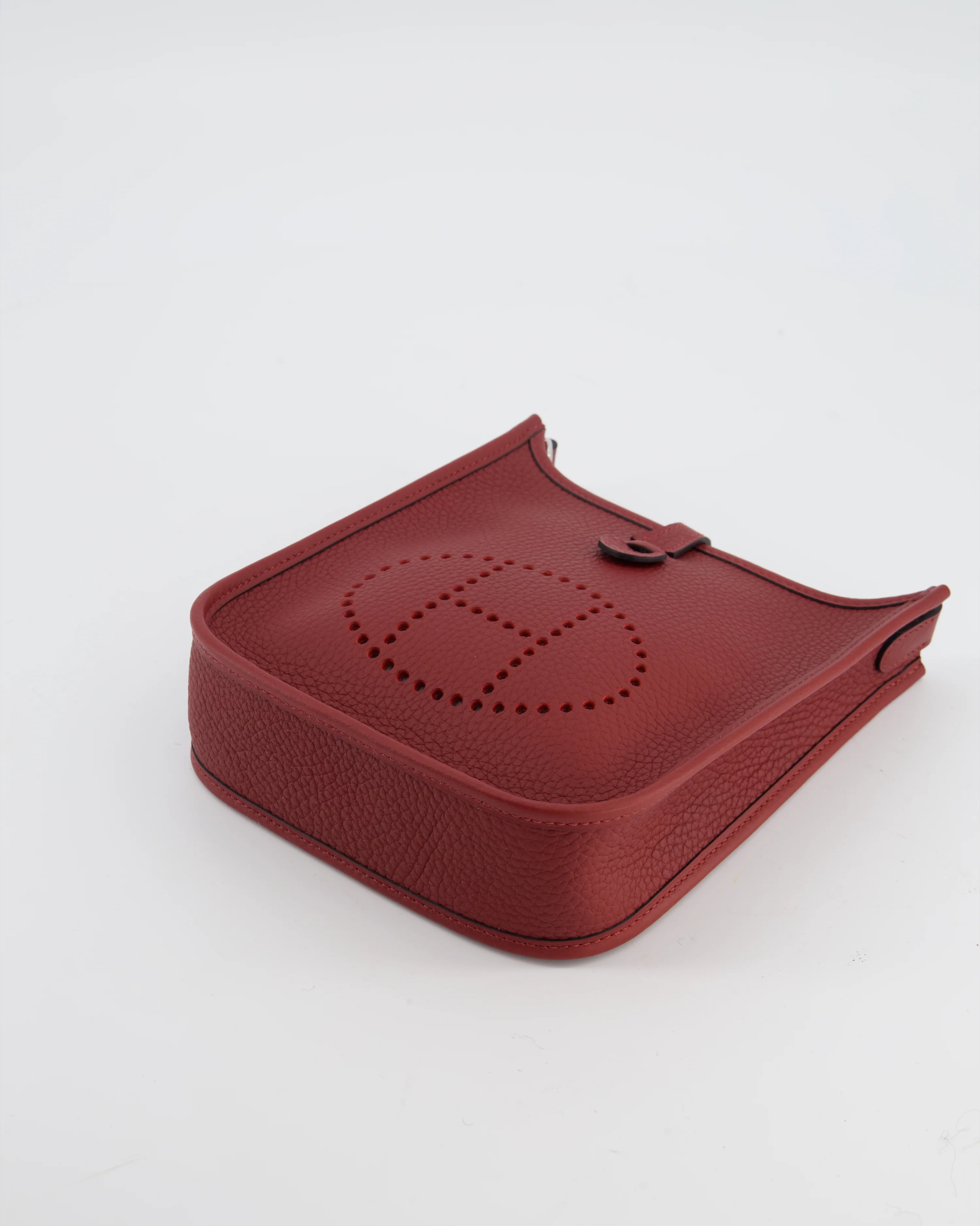 Hermès Mini Evelyne Bag in Rouge H in Clemence Leather with Palladium Hardware - Image 19
