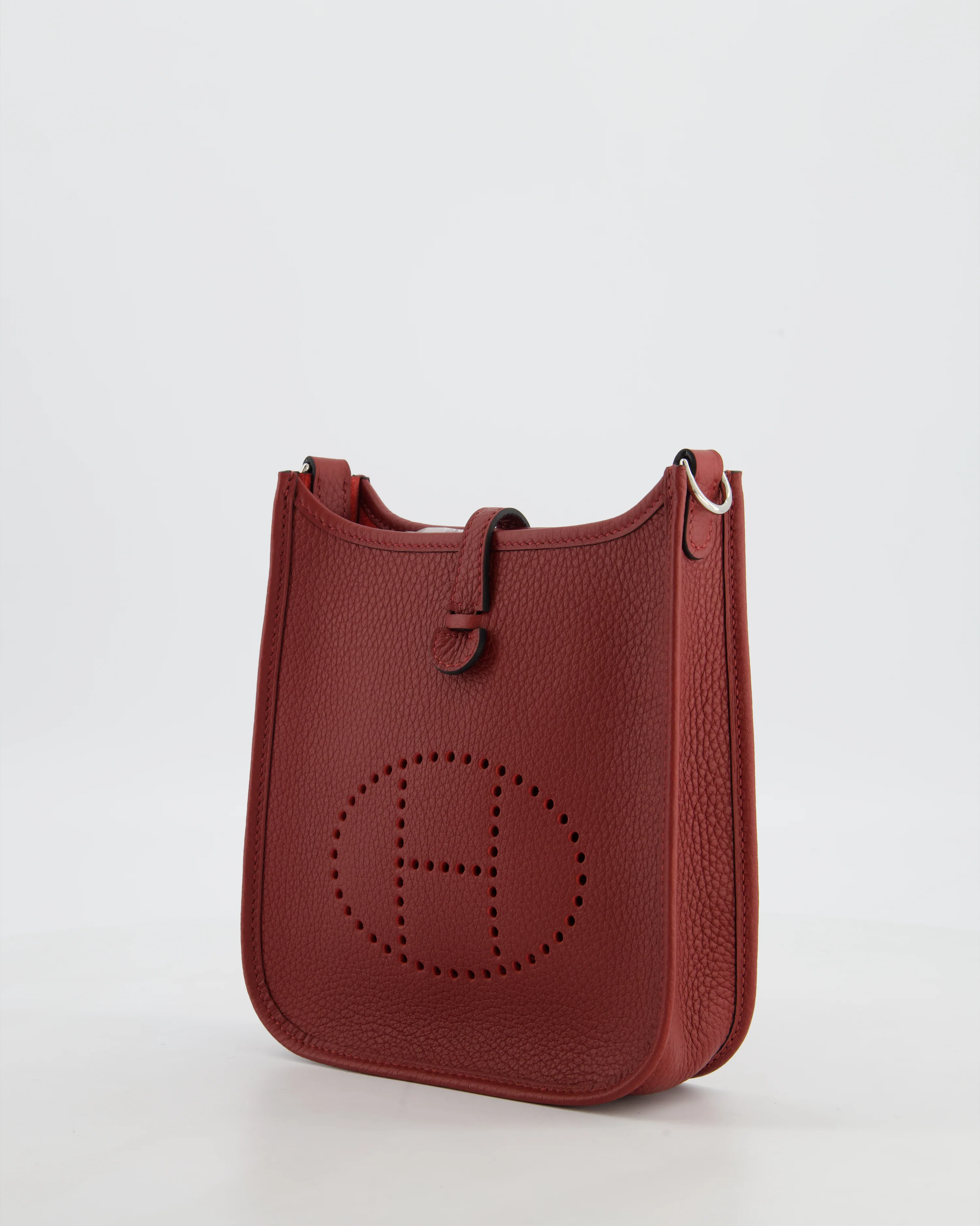 Hermès Mini Evelyne Bag in Rouge H in Clemence Leather with Palladium Hardware - Image 10