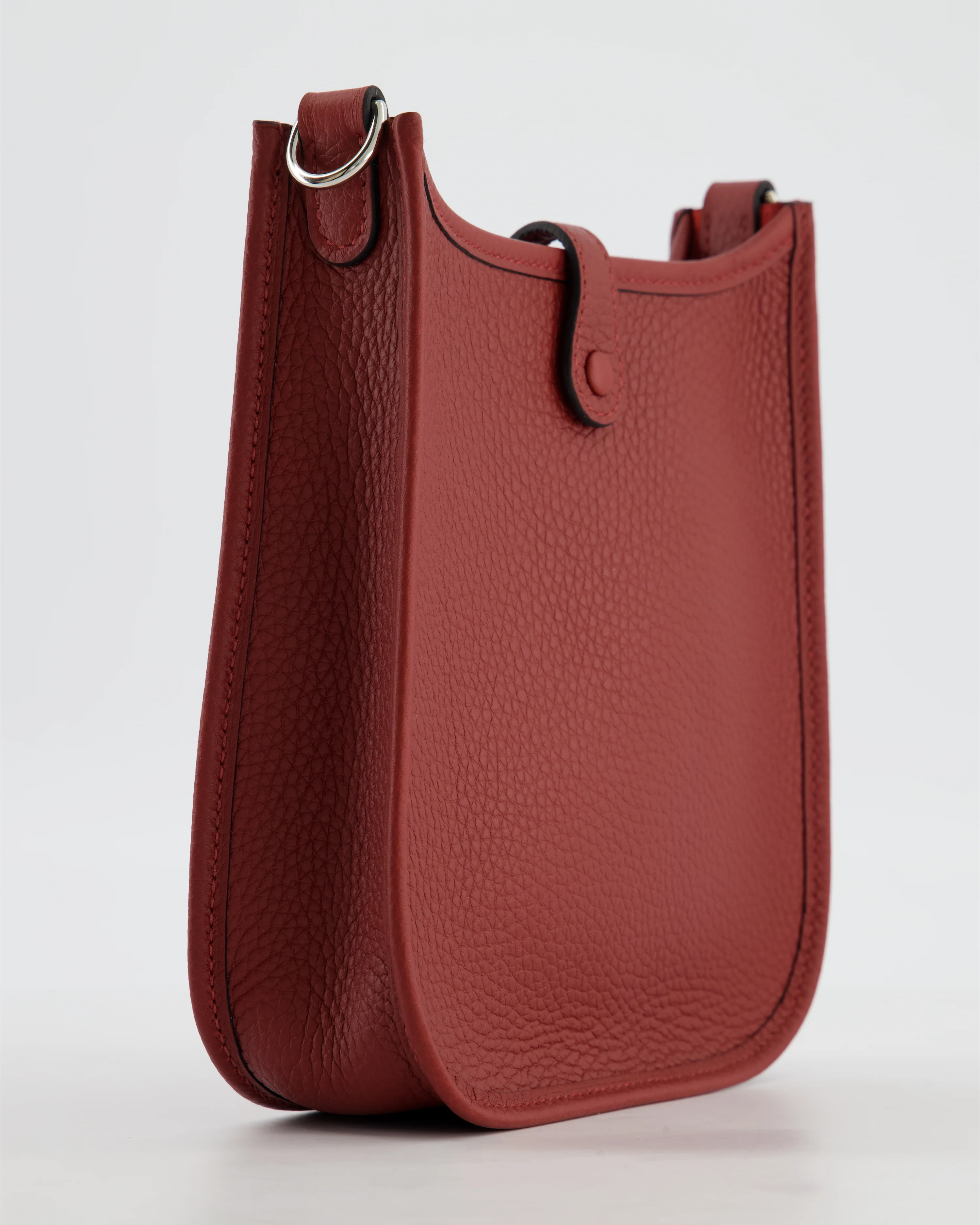 Hermès Mini Evelyne Bag in Rouge H in Clemence Leather with Palladium Hardware - Image 13