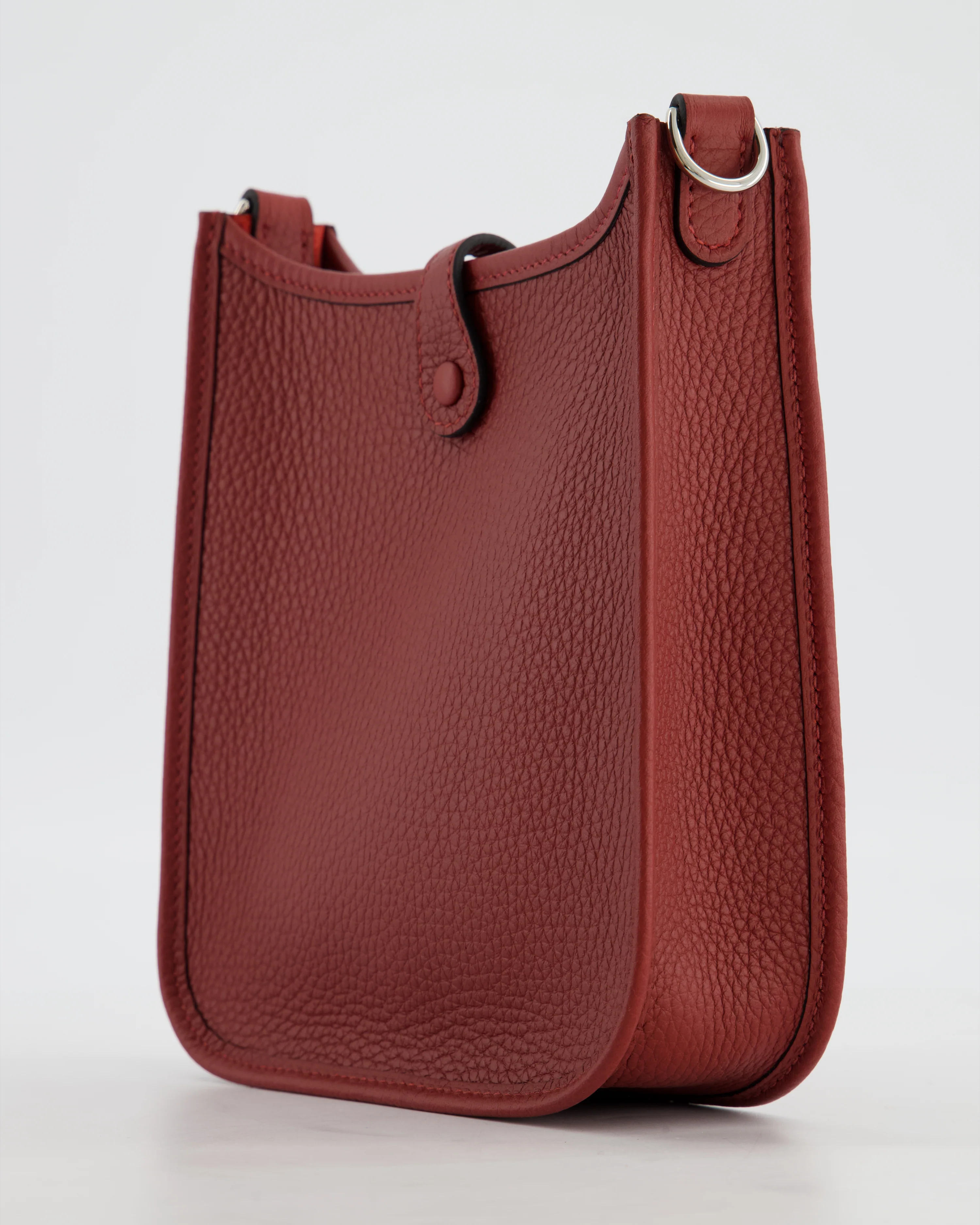 Hermès Mini Evelyne Bag in Rouge H in Clemence Leather with Palladium Hardware - Image 14