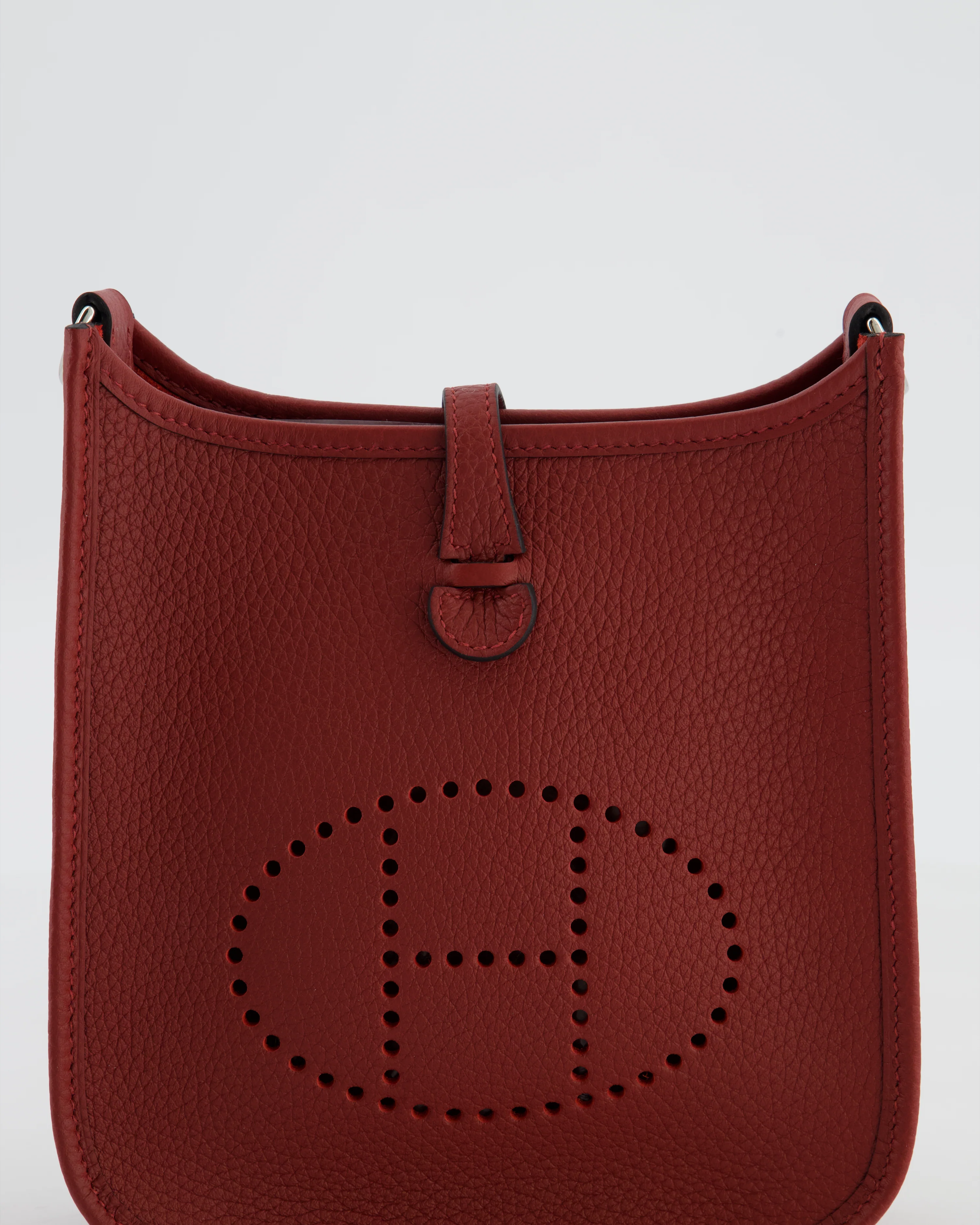 Hermès Mini Evelyne Bag in Rouge H in Clemence Leather with Palladium Hardware - Image 15