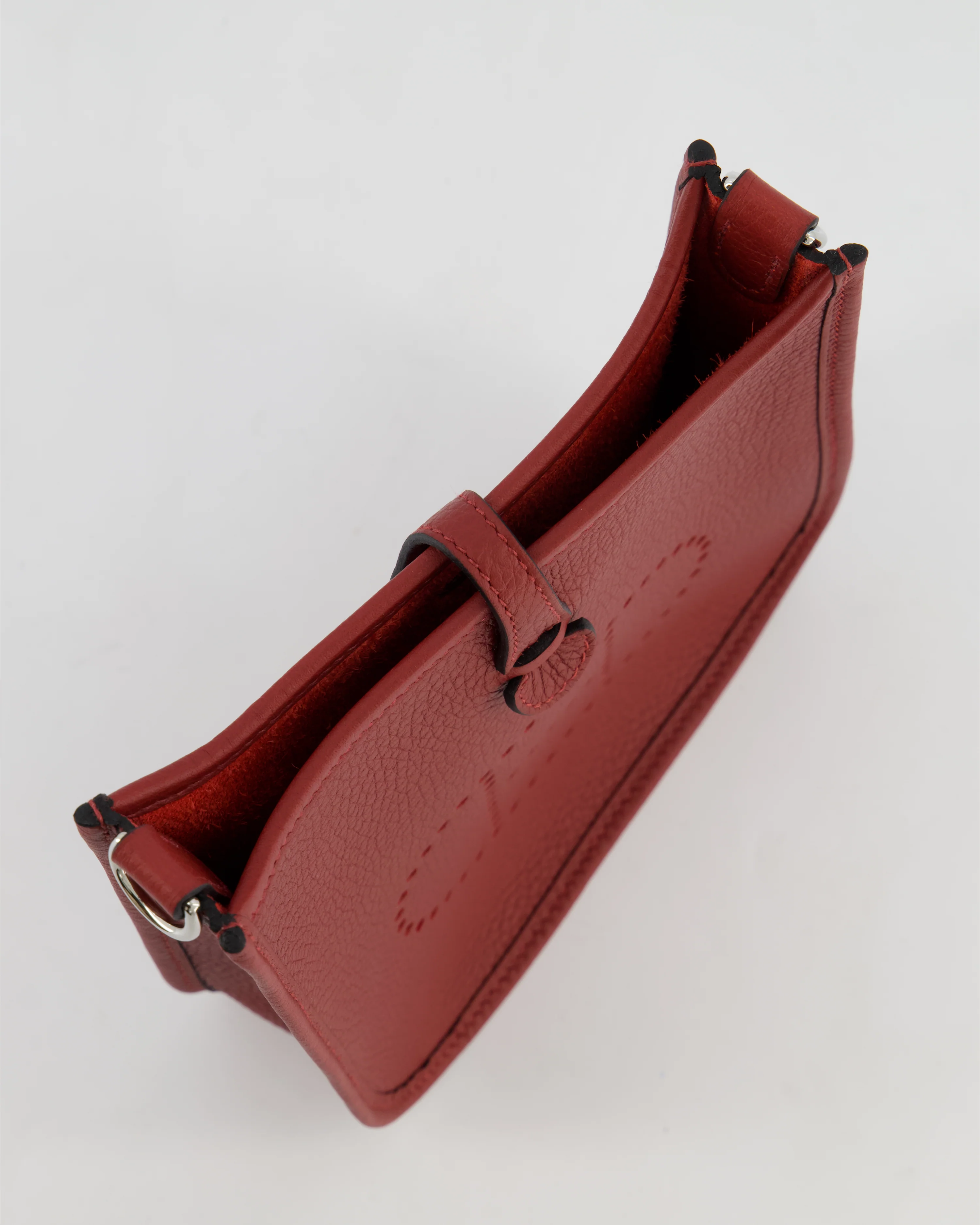 Hermès Mini Evelyne Bag in Rouge H in Clemence Leather with Palladium Hardware - Image 16