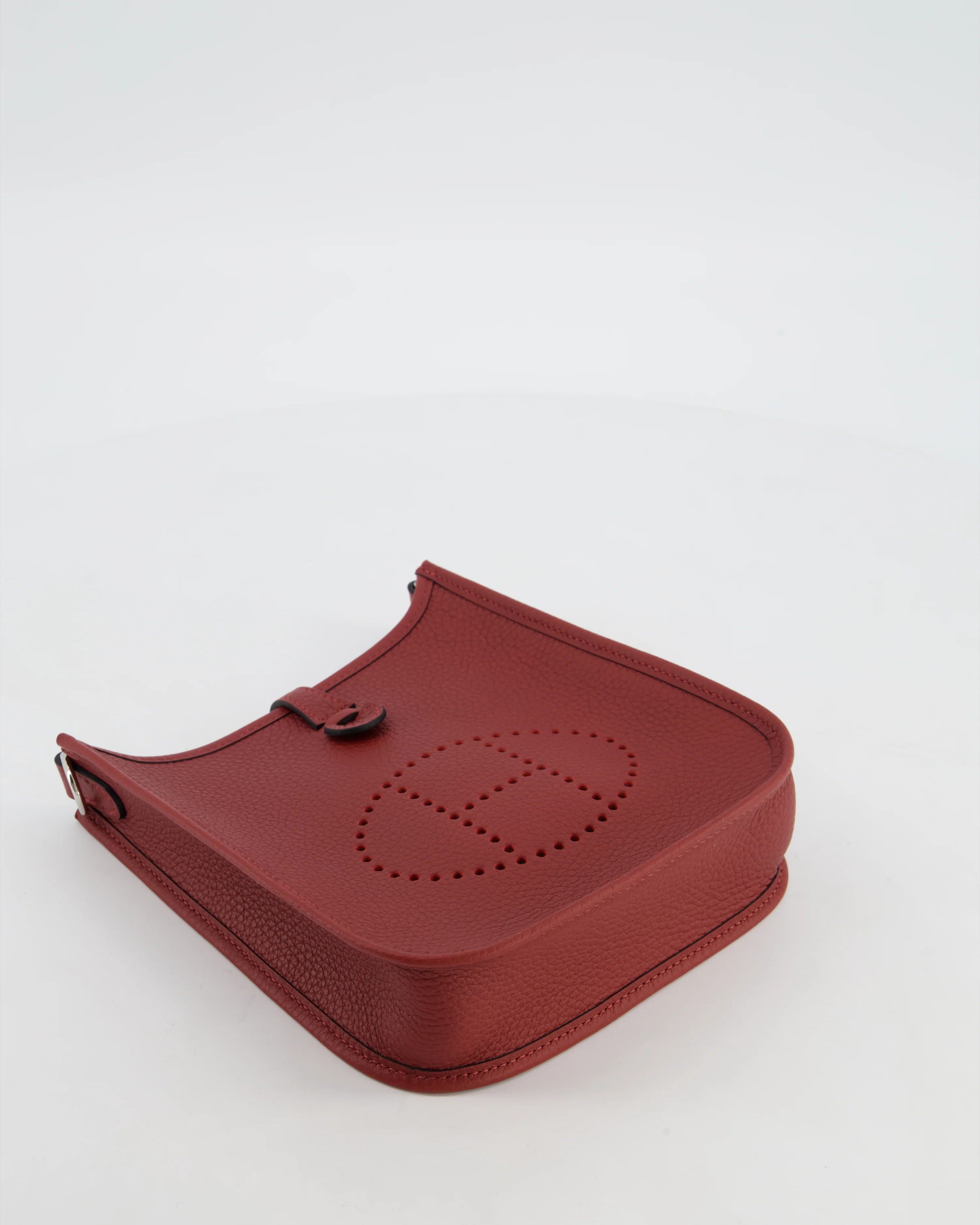 Hermès Mini Evelyne Bag in Rouge H in Clemence Leather with Palladium Hardware - Image 18