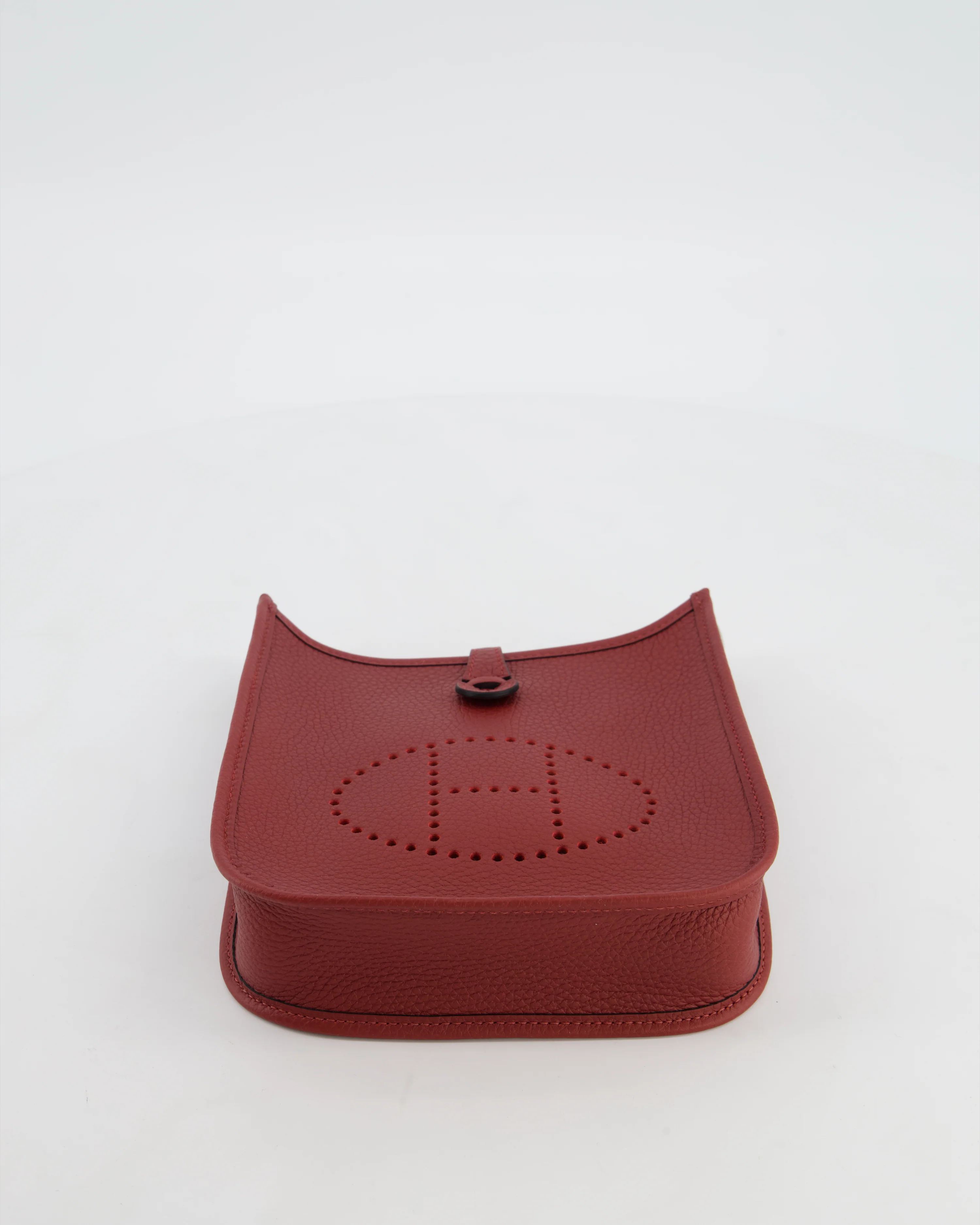 Hermès Mini Evelyne Bag in Rouge H in Clemence Leather with Palladium Hardware - Image 19
