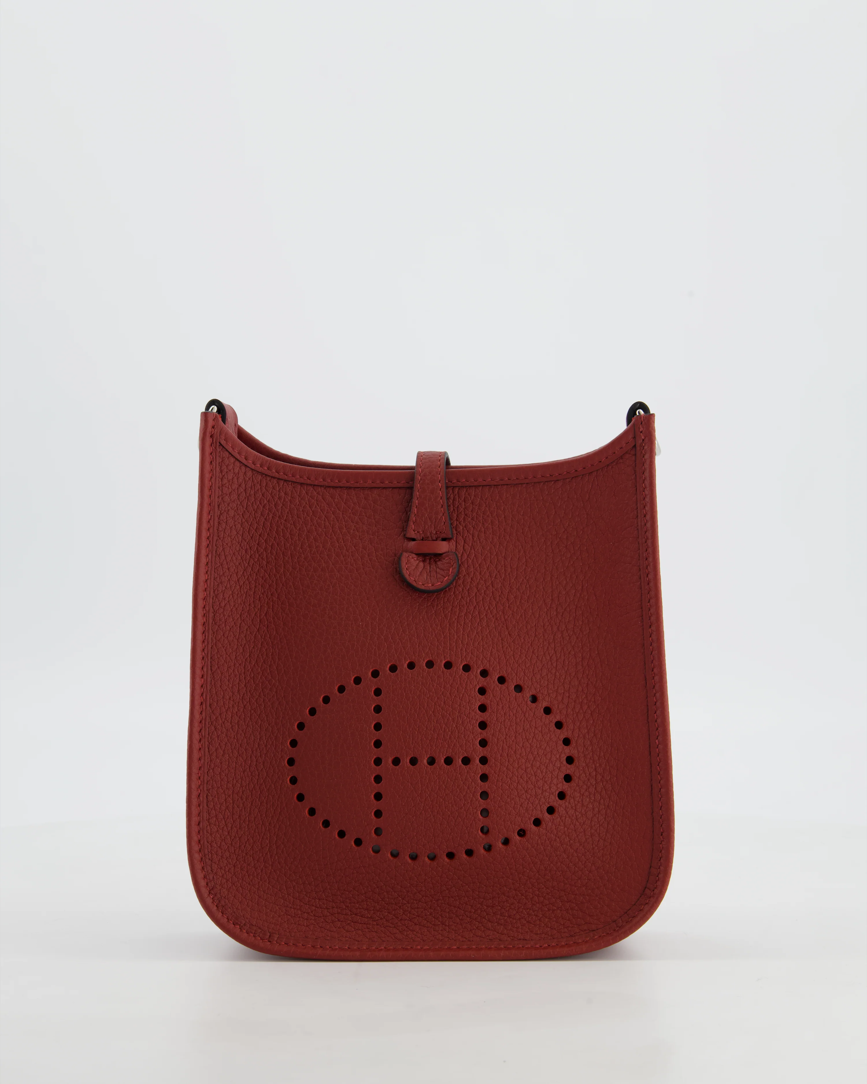 Hermès Mini Evelyne Bag in Rouge H in Clemence Leather with Palladium Hardware - Image 2